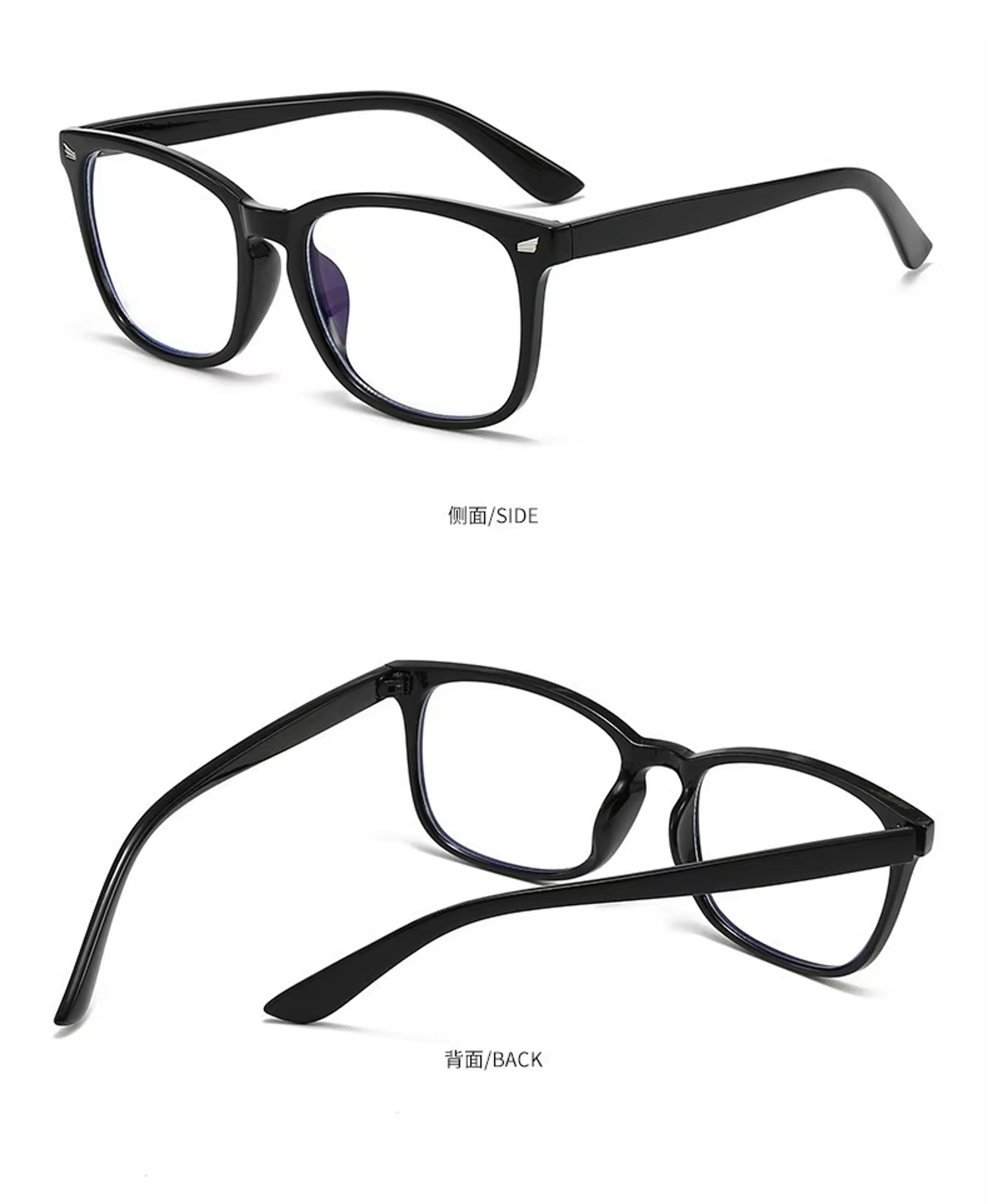 Lightweight Square Blue Light Blocking Glasses Clear Lens PC Frames For Everyday Wear 3