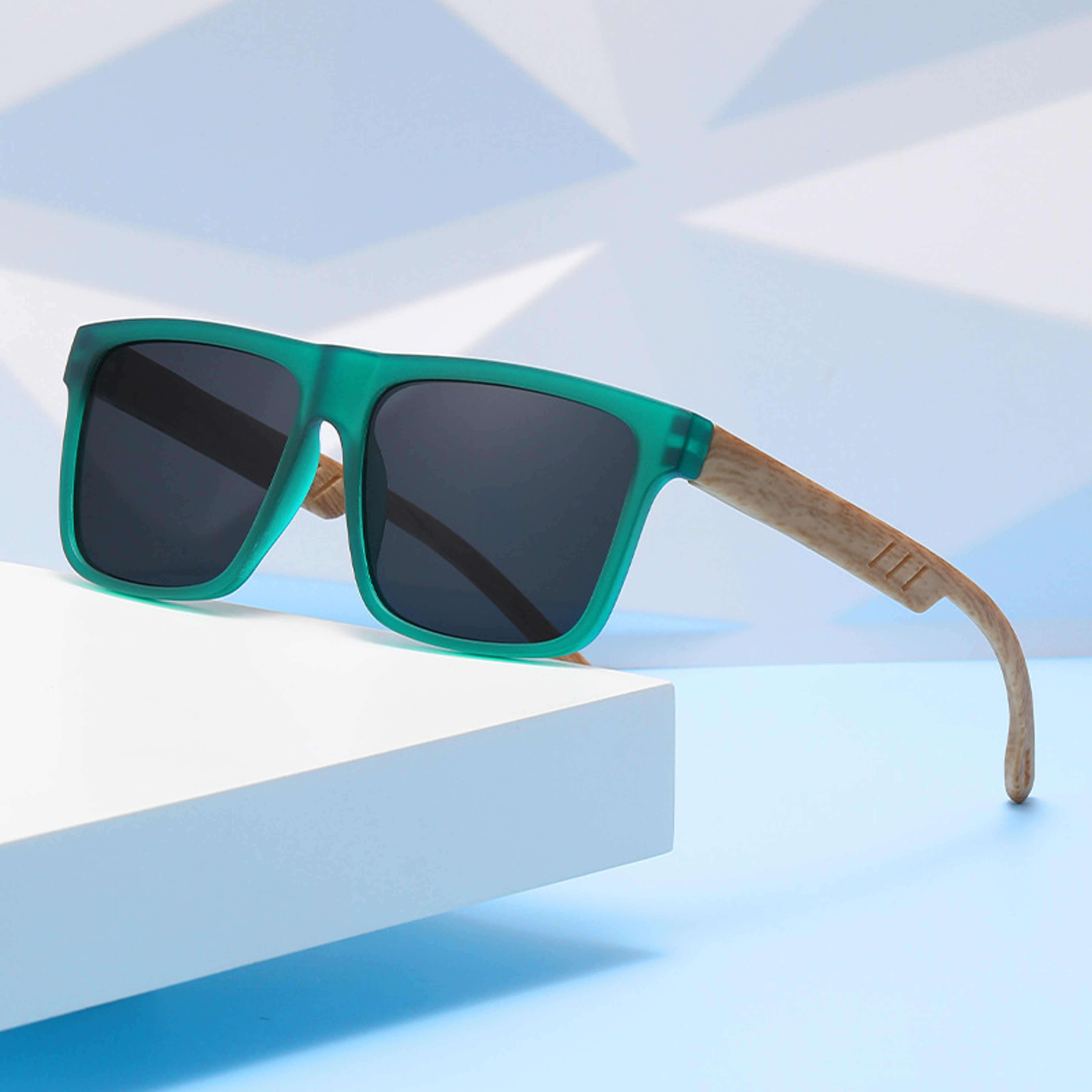 Retro Walnut Polarized Square Sunglasses Lightweight Unisex Driving Eyewear 7