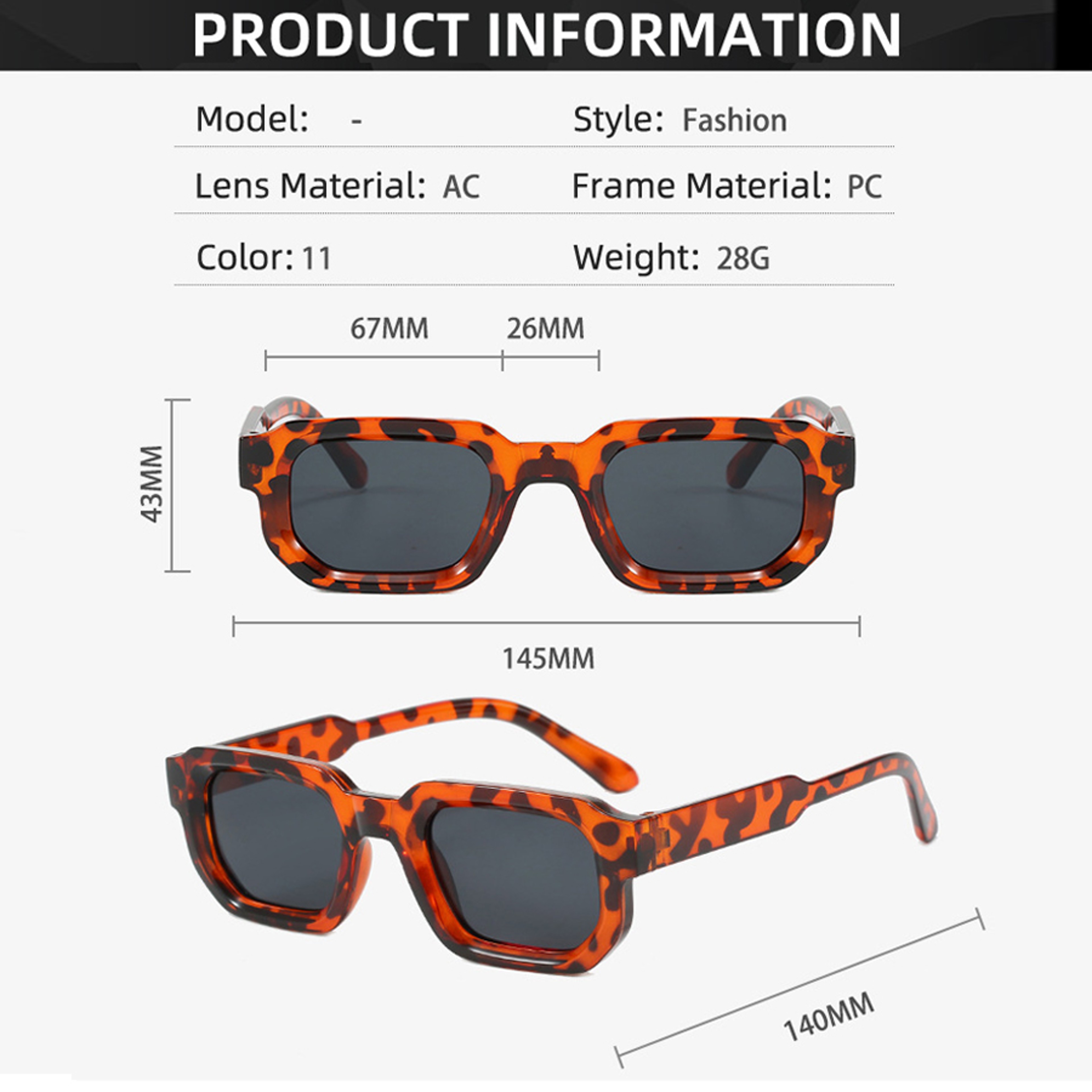 Vintage Rectangle Sunglasses Retro Unisex Fashion Shades 11