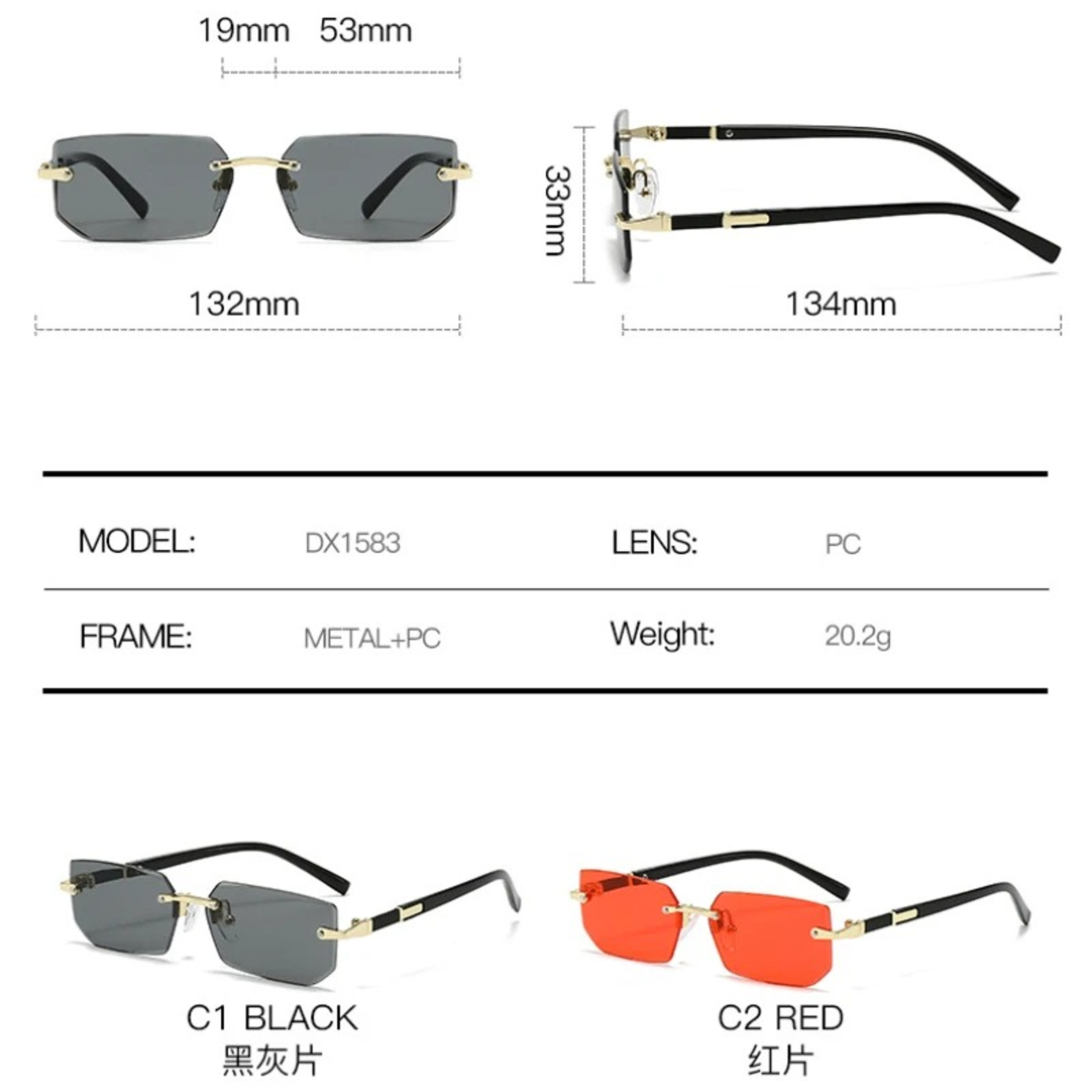 Rimless Rectangle Sunglasses For Women And Men 3