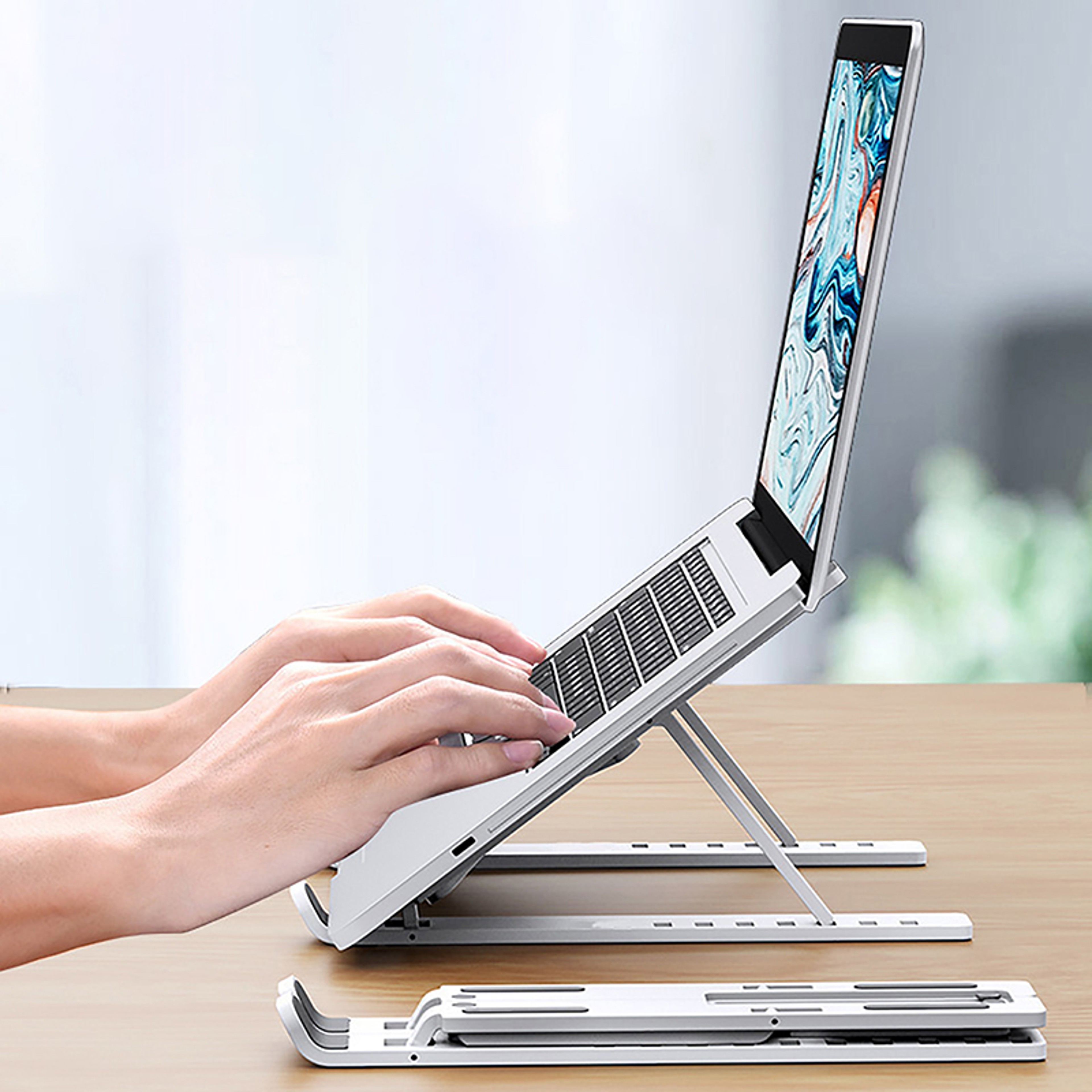 Universal Adjustable Laptop Stand Foldable Cooling Notebook Riser For Laptop Tablet And Phone 4