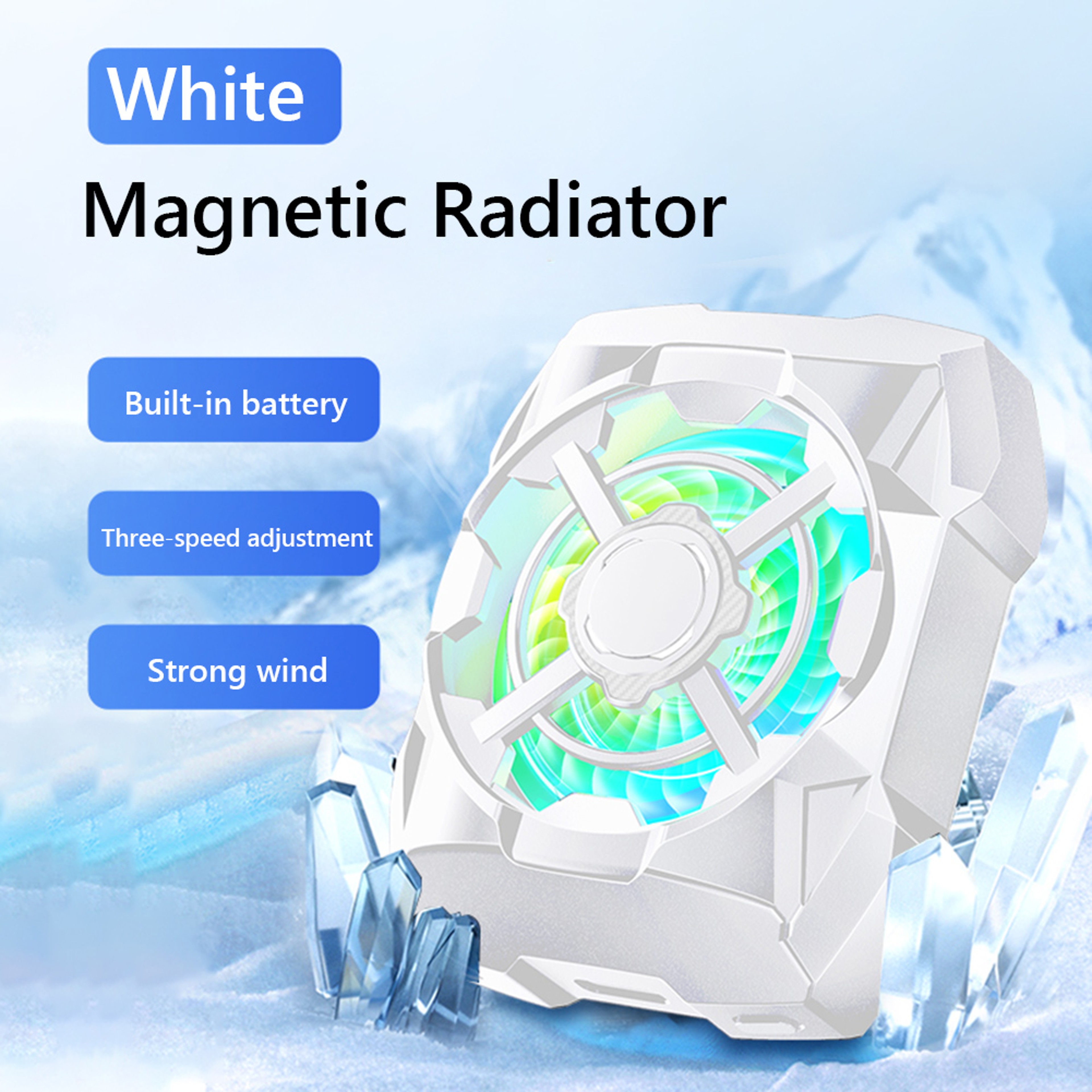 Rechargeable Magnetic Phone Cooler For Gaming Portable Mobile Cooling Fan With Blue Light 3