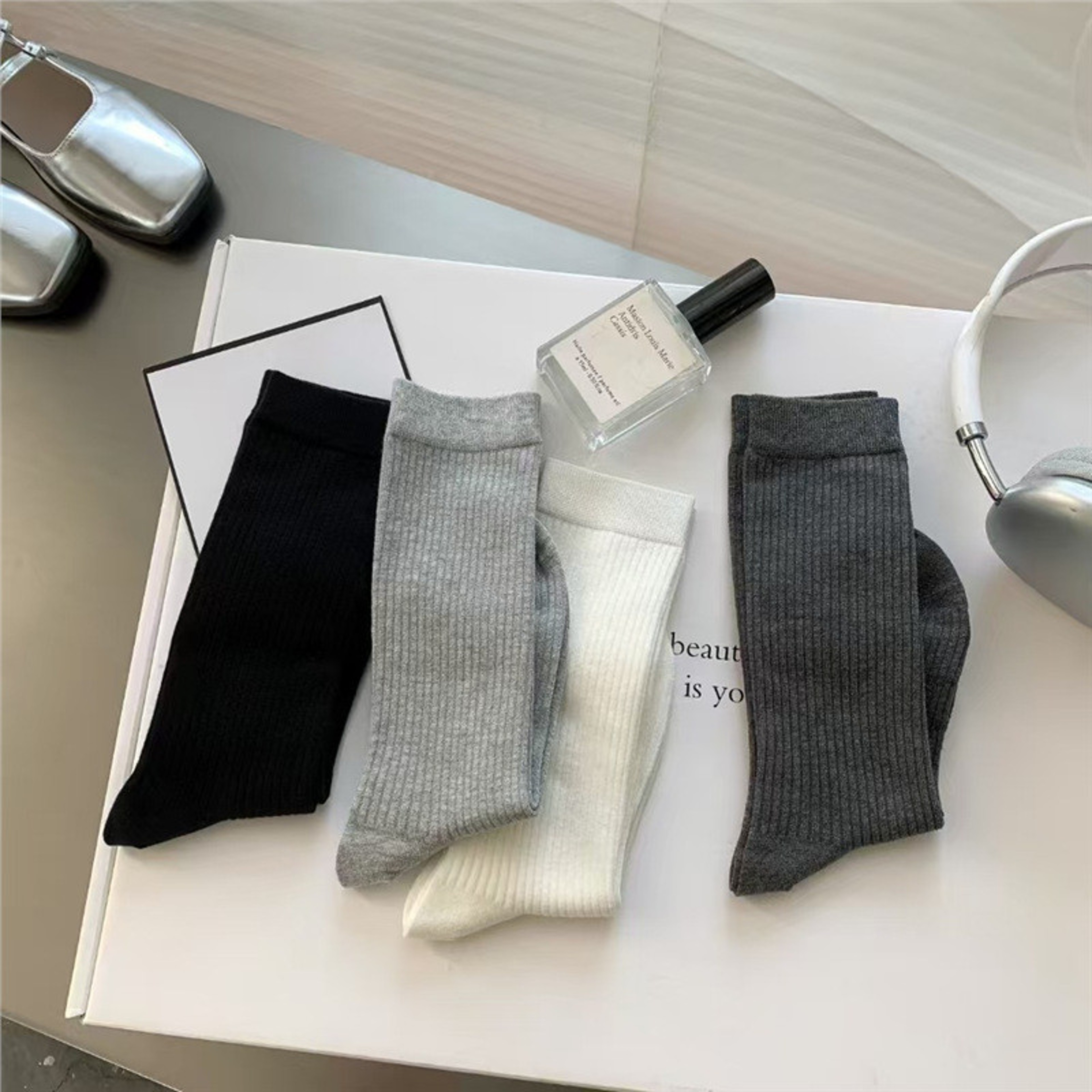 Women Summer Thin Striped Angola Red Pile-up Socks Soft Comfortable Casual Stacked Socks for School New Trendy Ankle – view 6