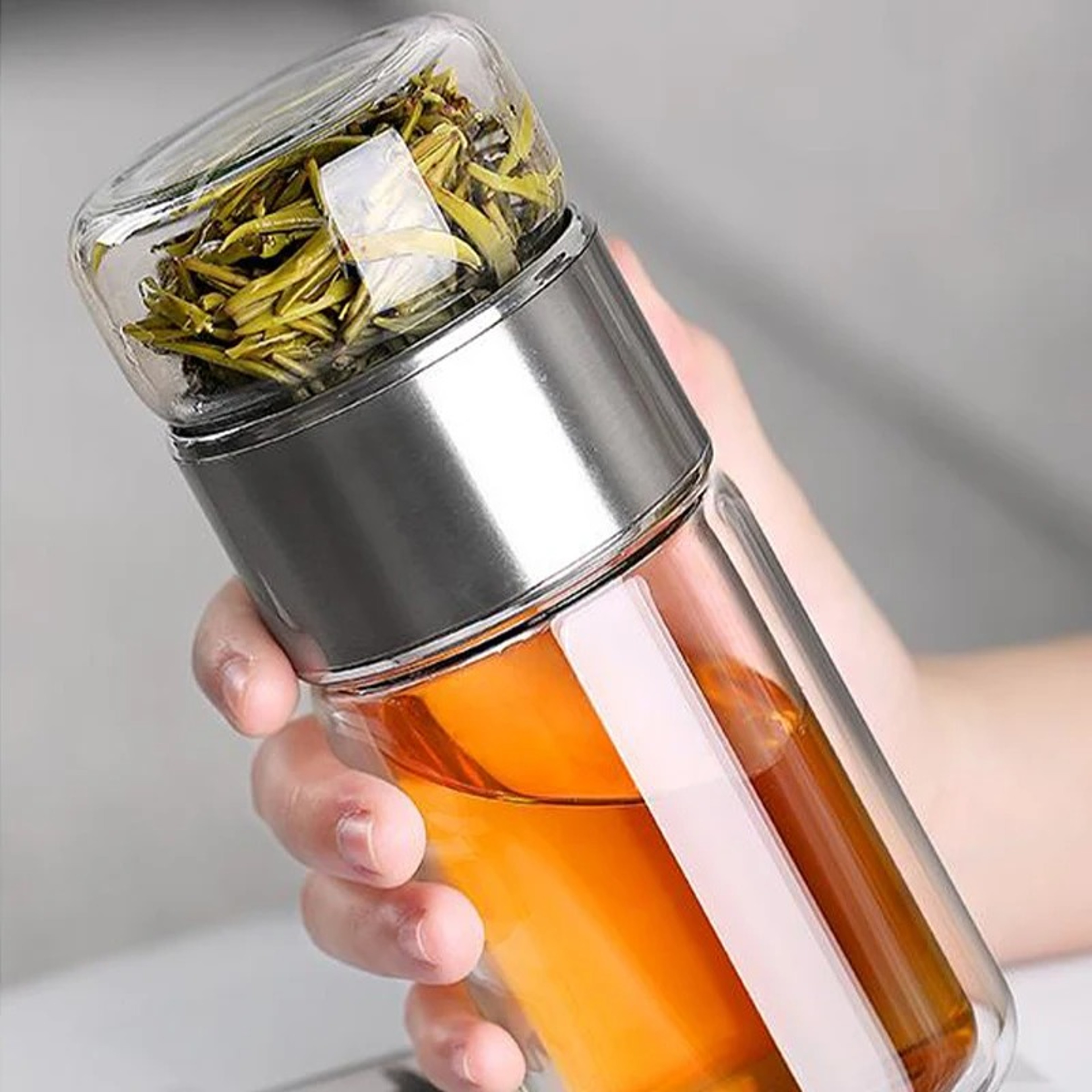High Borosilicate Glass Tea Water Bottle Double Layer Infuser Tumbler Drinkware With Tea Filter 1