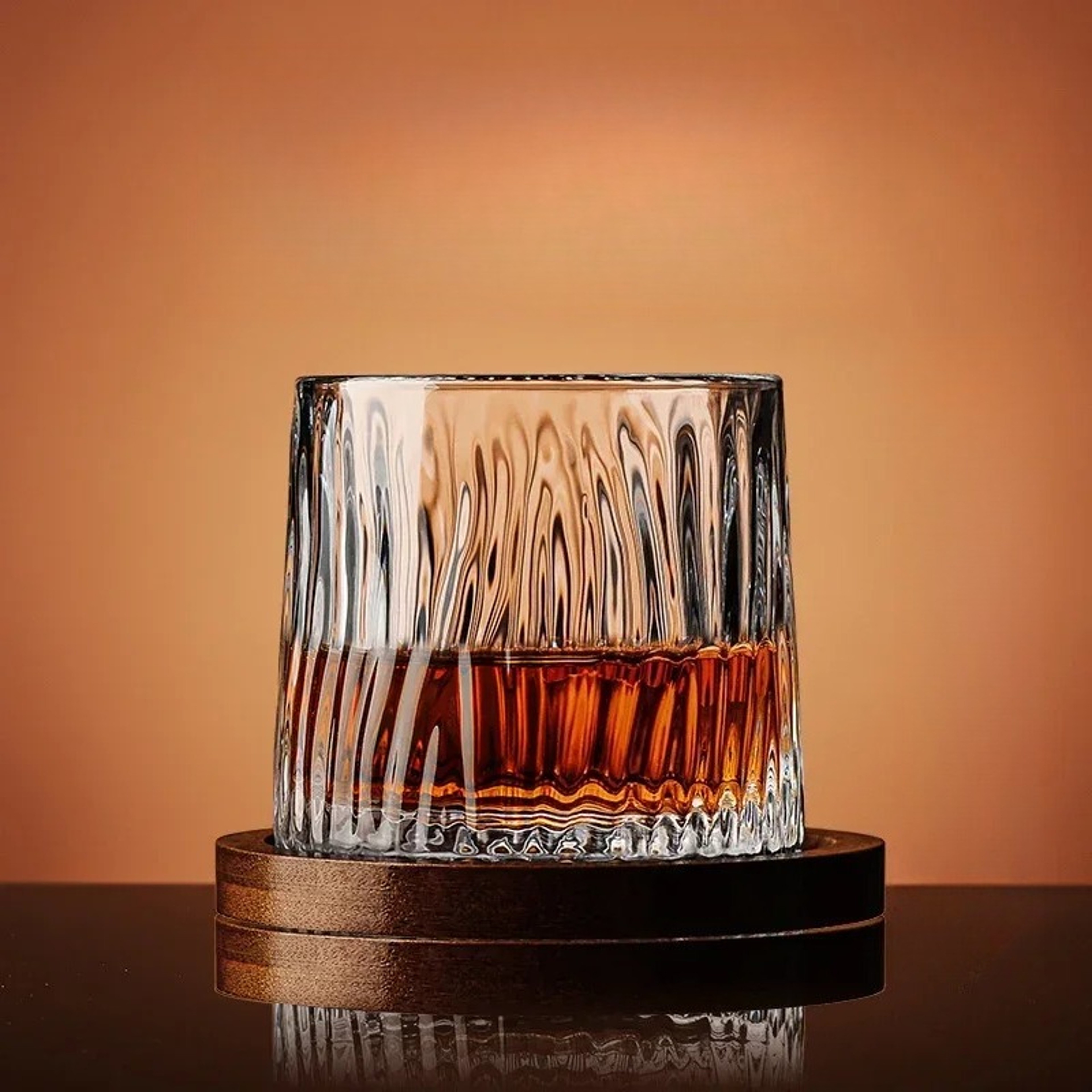 Rotating Spinning Tumbler Whiskey Glass Crystal Whiskey Glasses With Base Wine Brandy Drinkware For 9