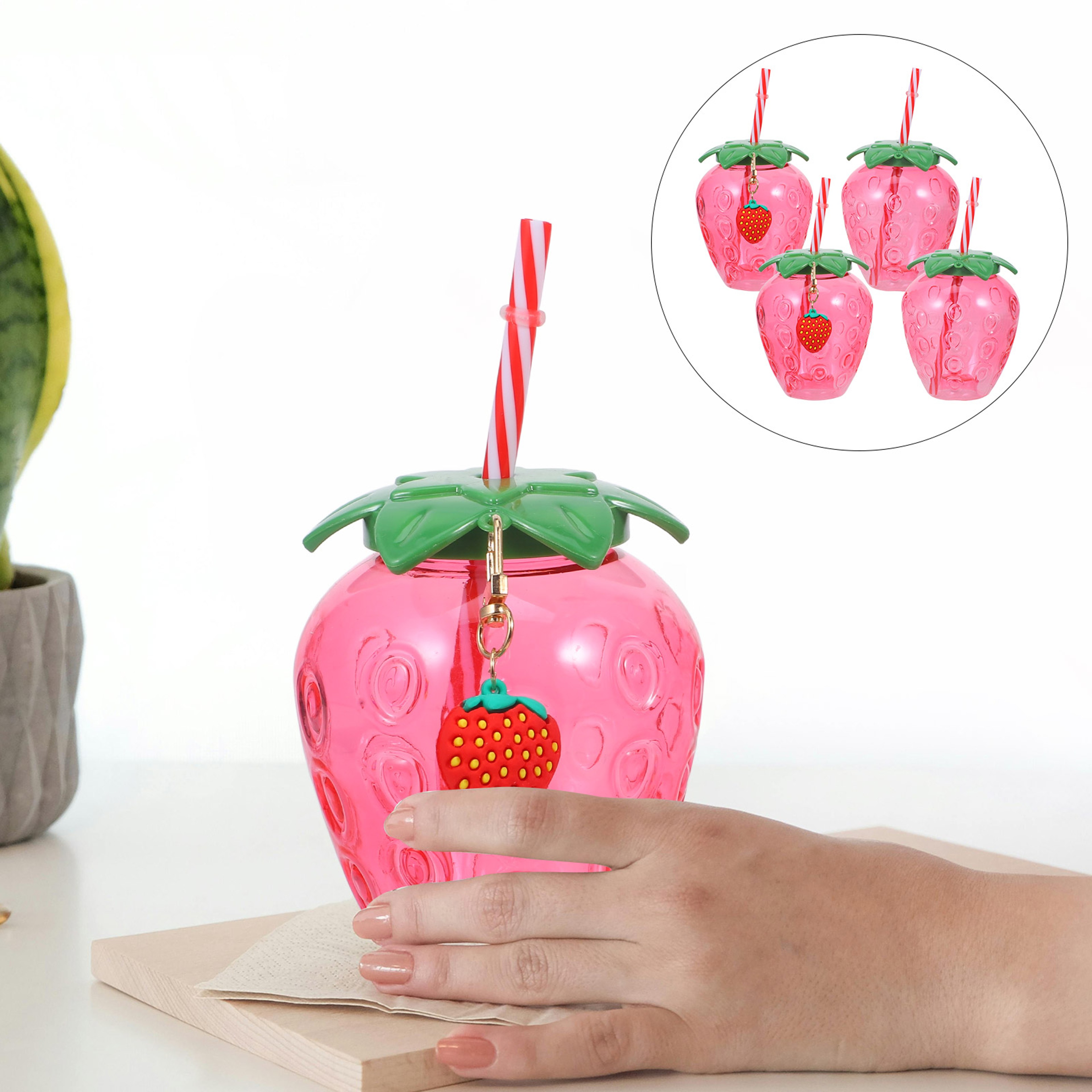 Cold Drinking Tumbler Glassware Cups Strawberry Water Bottle Juice Glass Coffee Glass For Kids – view 4