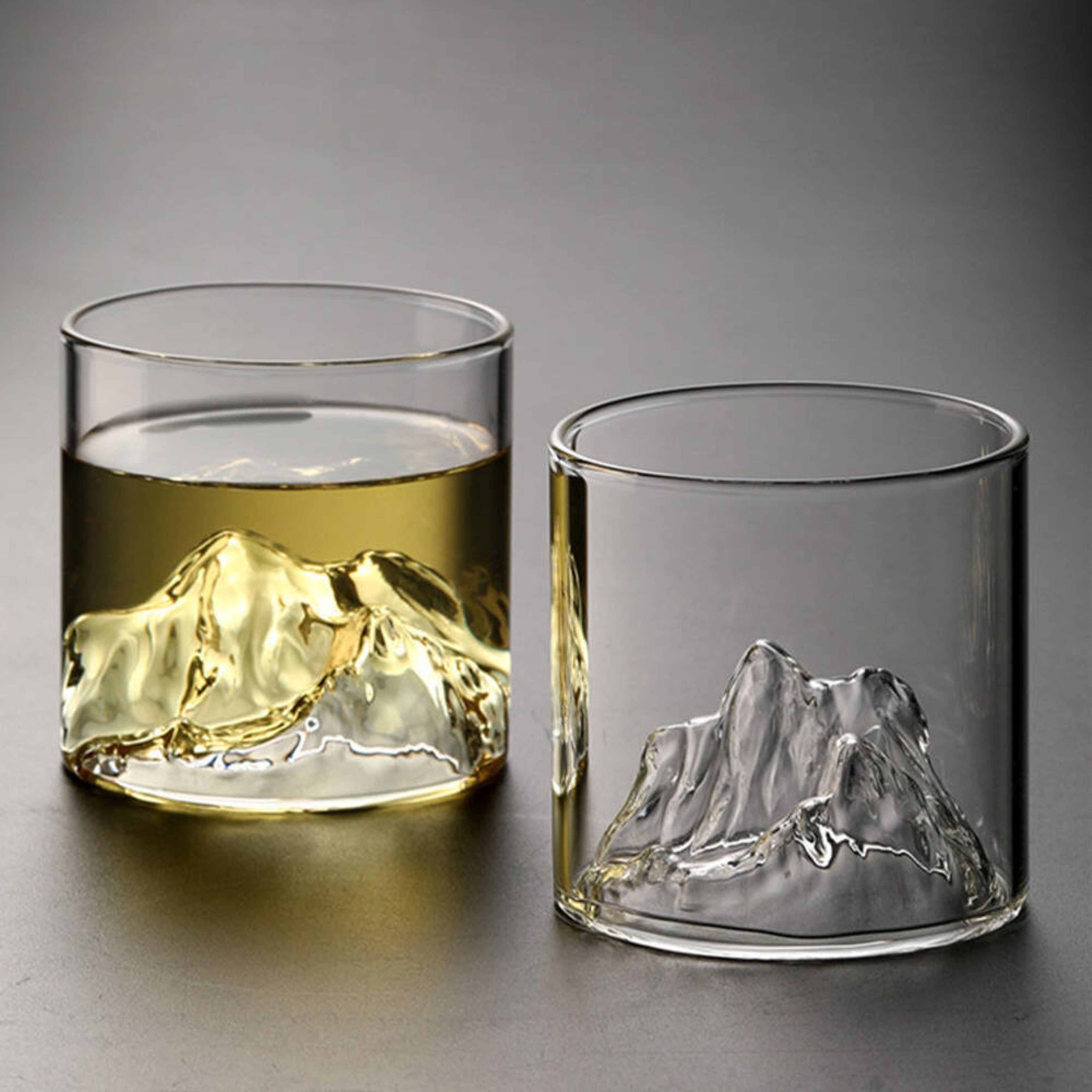 Heat-Resistant Borosilicate Whiskey Glass, Elegant Mountain View Tumbler for Scotch Wine Tea, Home Barware – view 1