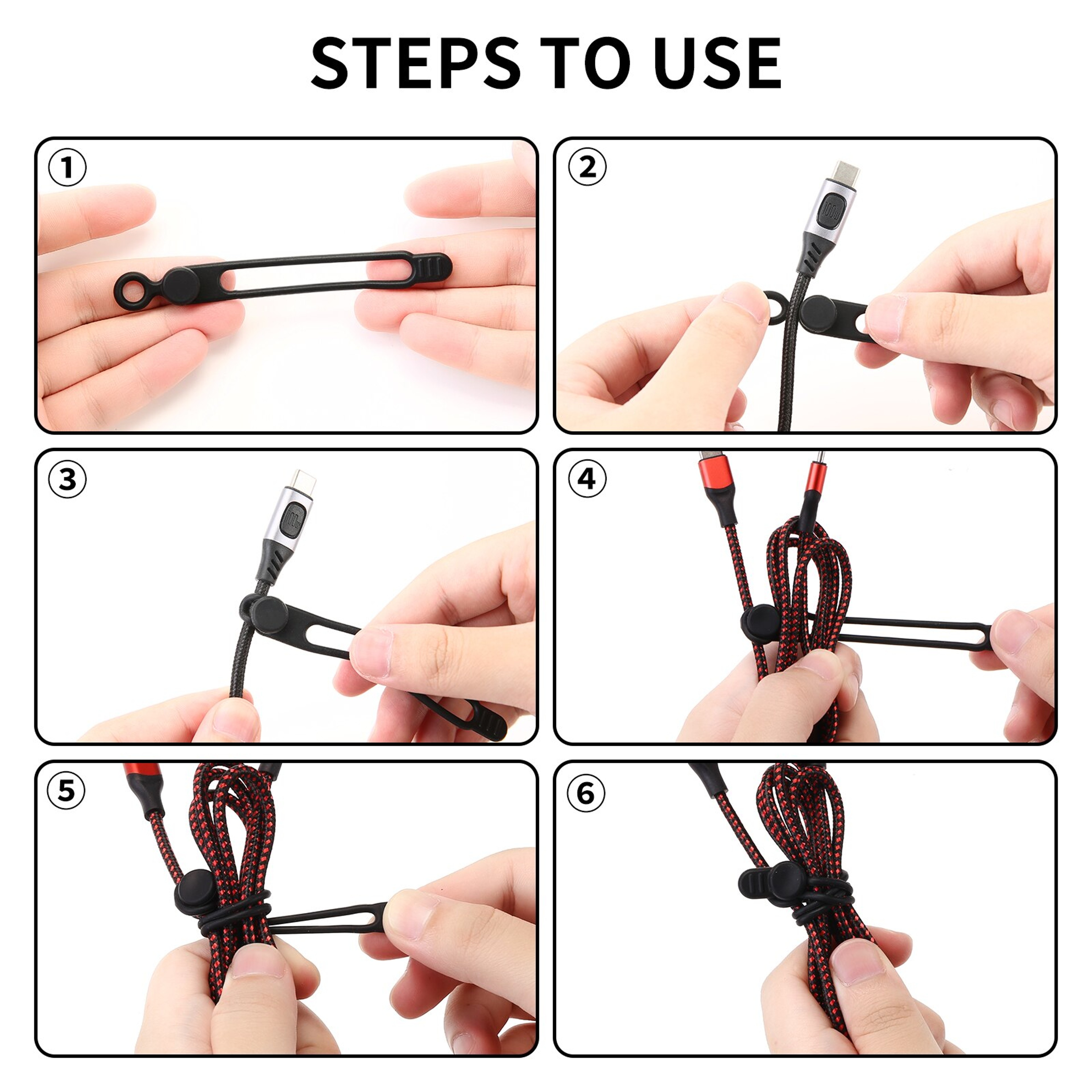 Silicone Cable TiesCord OrganizerCable StrapsReusable Cord TiesTravel Cable Organizer Cute Elastic  2