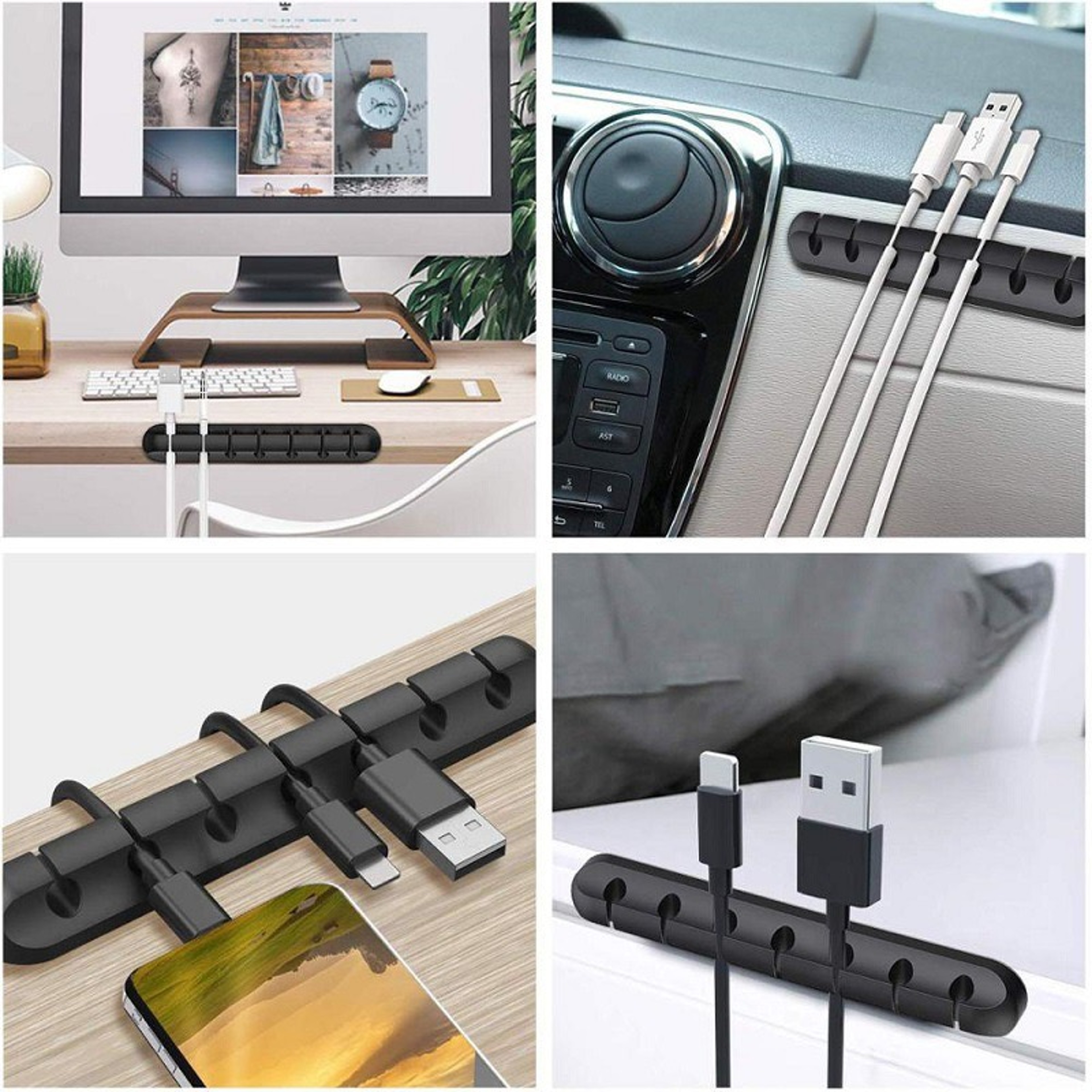 Cable Cord Organizer Silicone USB Cable Winder Management Clips Self Adhesive For Mouse Keyboard He 5