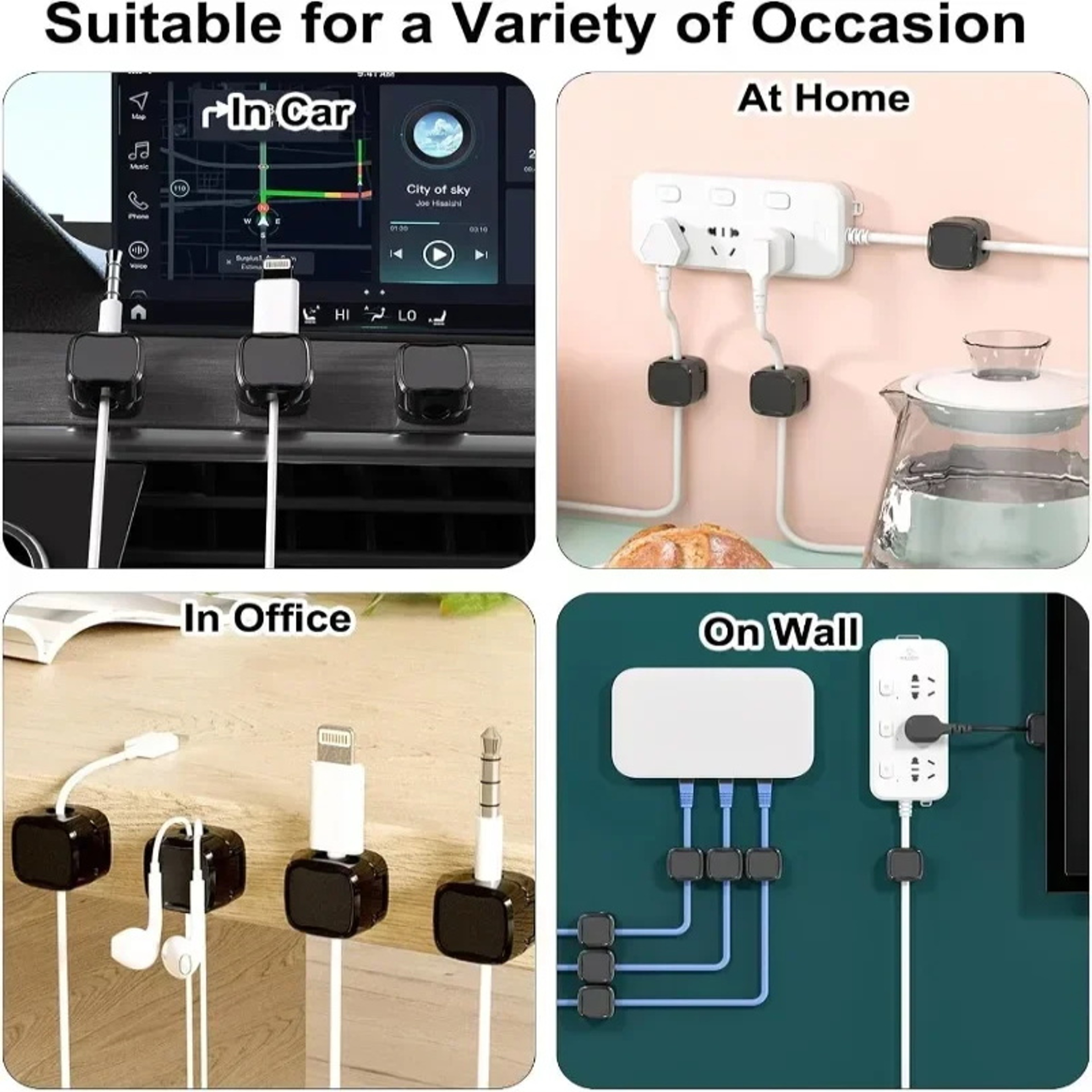 Cable Organizer With Magnetic Clips Adjustable Cord Holder For Desk Wire Keeper Cable Management 3
