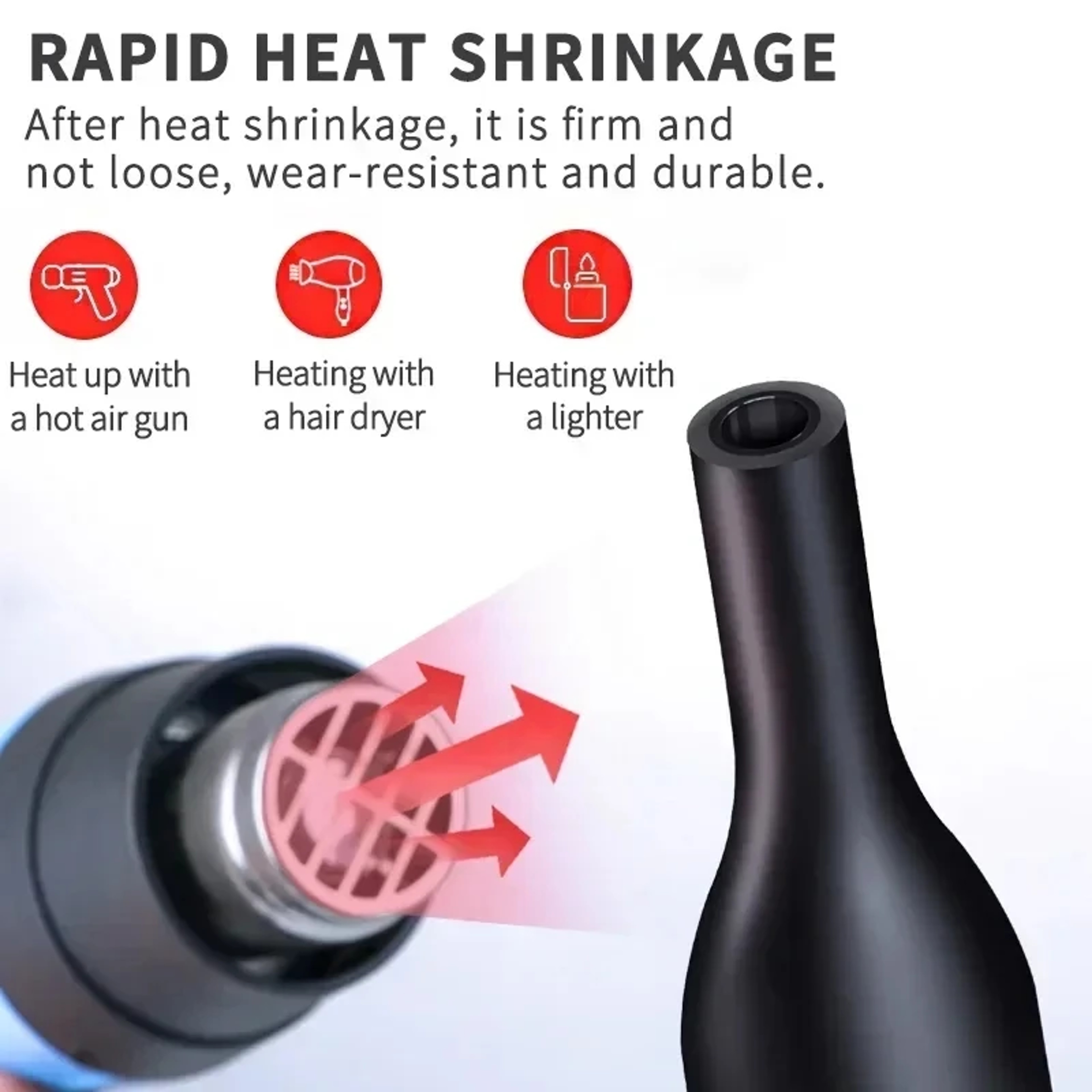 Black Heat Shrink Tube Polyolefin Thermal Insulated Cable Sleeve Red 6