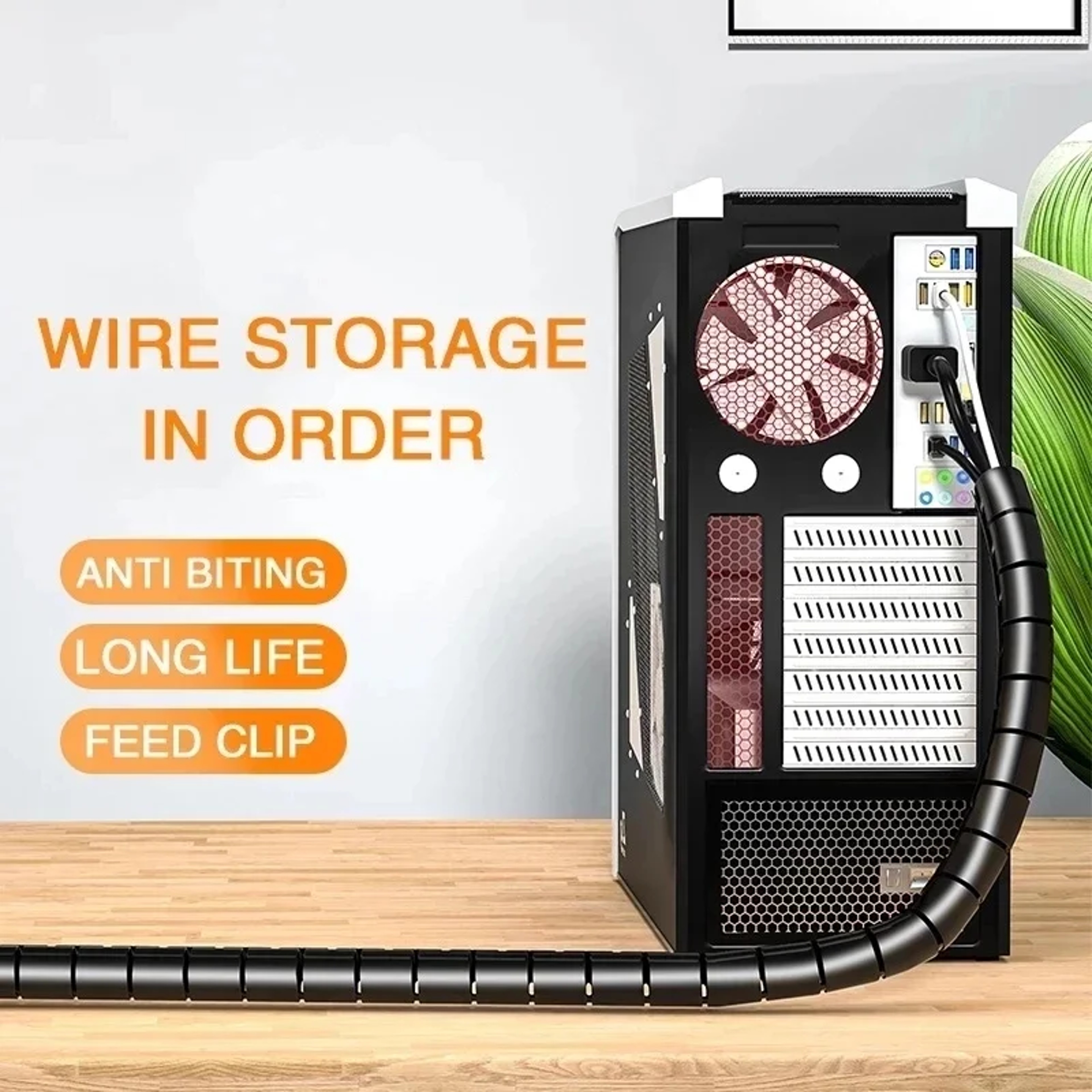 Wire Wrap Cable Management System Desk Organizer For Office PC TV Flexible Cord Tube Sleeve 3