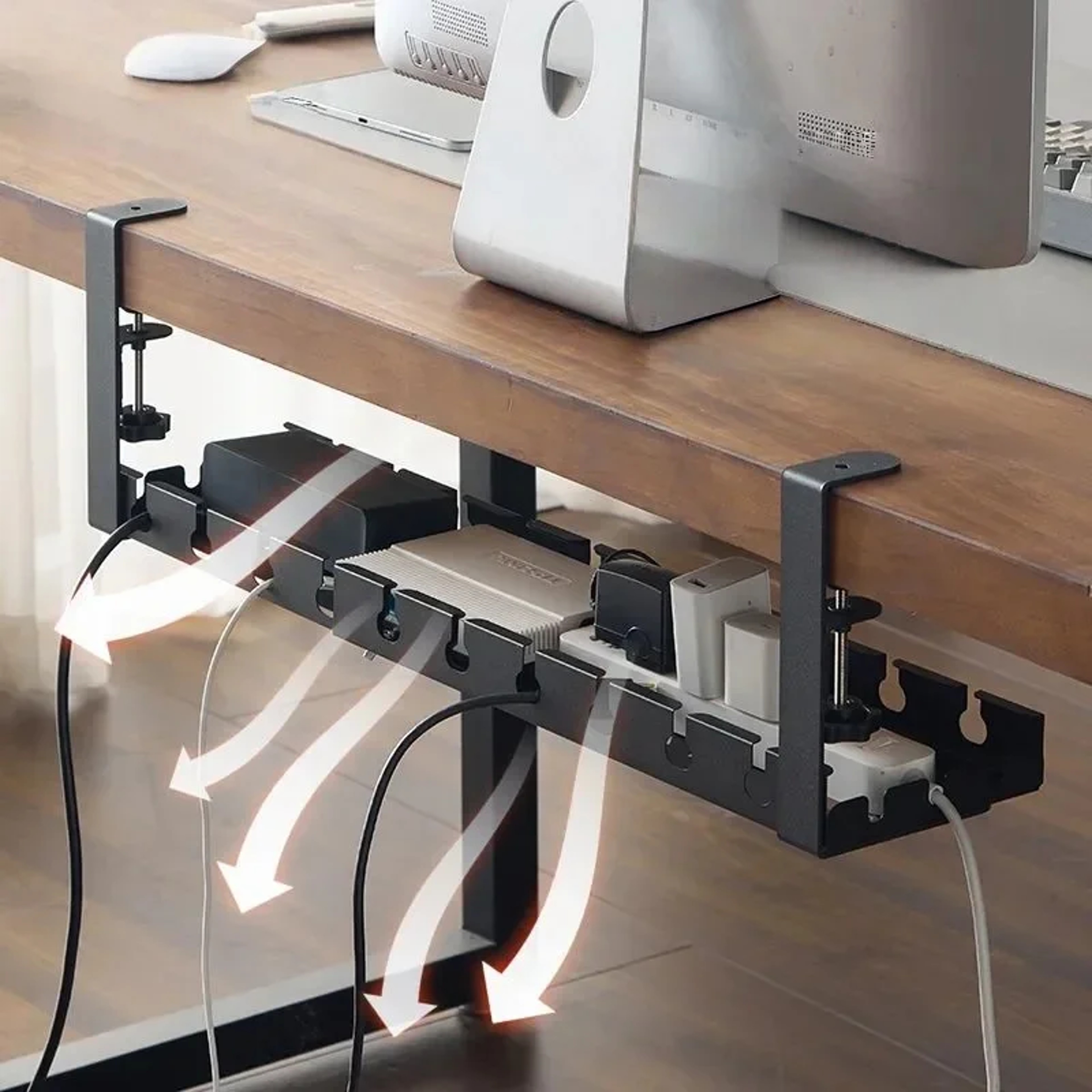 Retractable Under Desk Cable Management Tray 15731 Wire Organizer Under Table With Clamp No Drillin 4