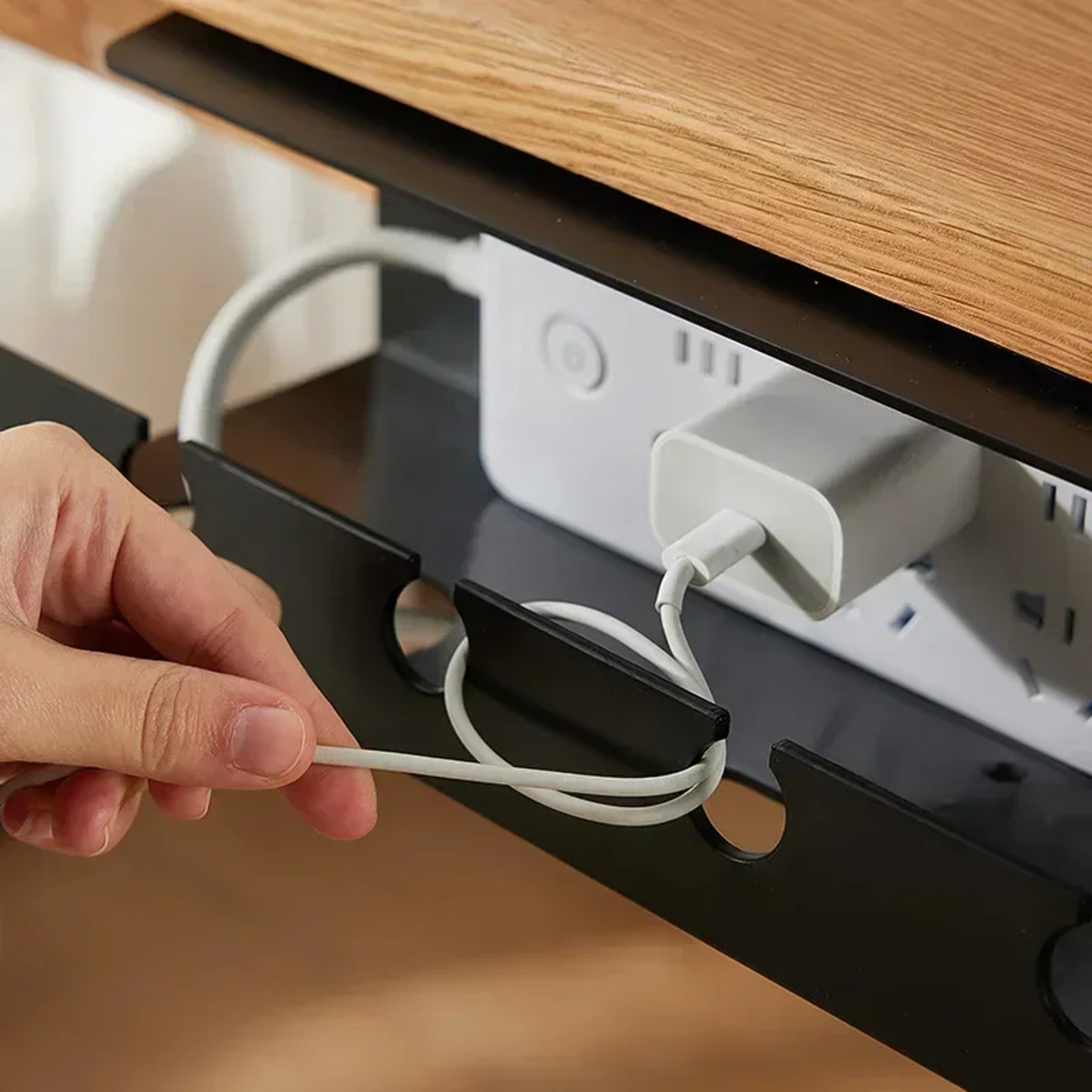 Under Desk Cable Tray with Clamp, Sturdy Power Strip Cord Holder, No Drilling, Spacious Cable Management Supplies – view 3