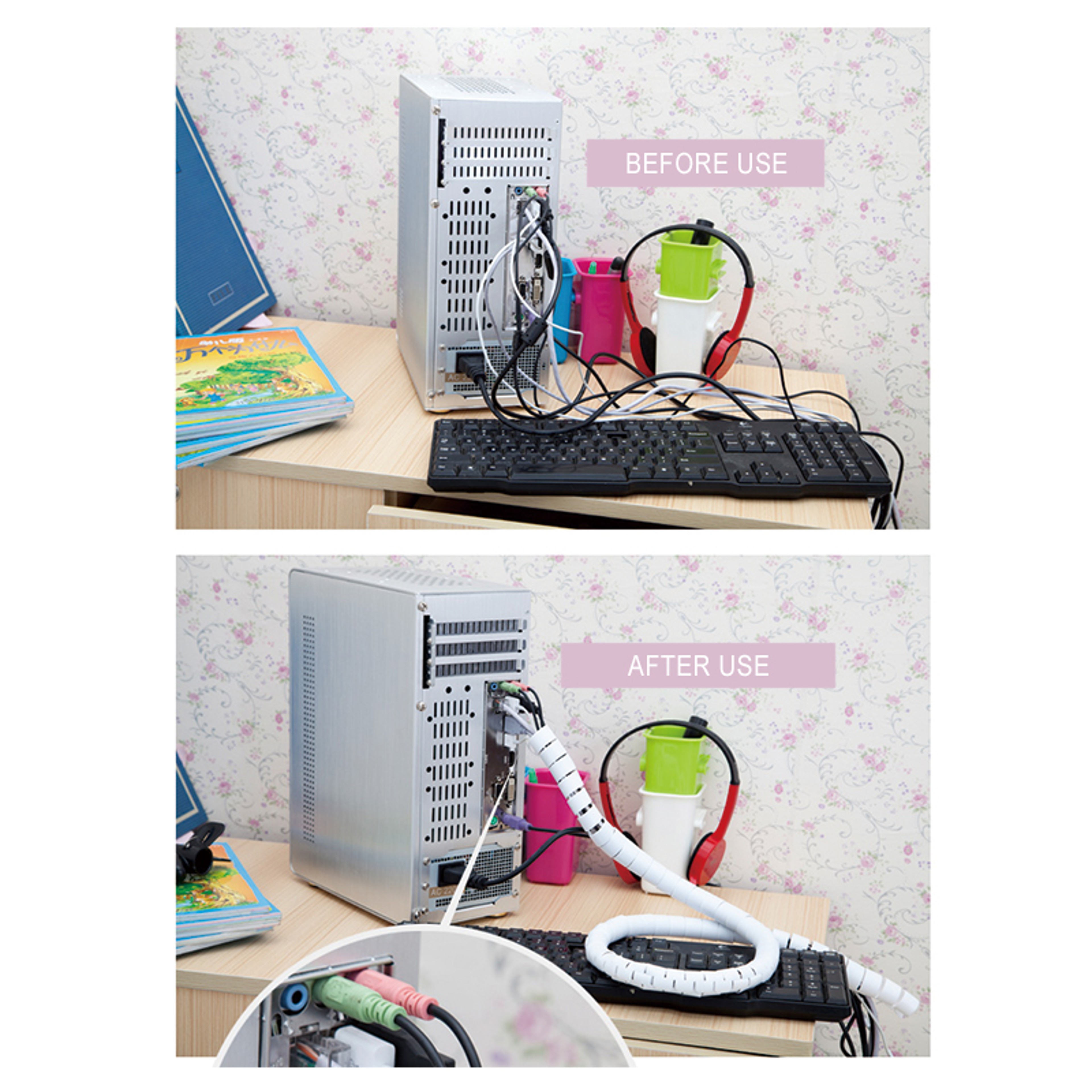 Spiral Winder Cable Cover Protector Wire Desk Organizer Computer Cord Bite Tube Clip Management Too 1