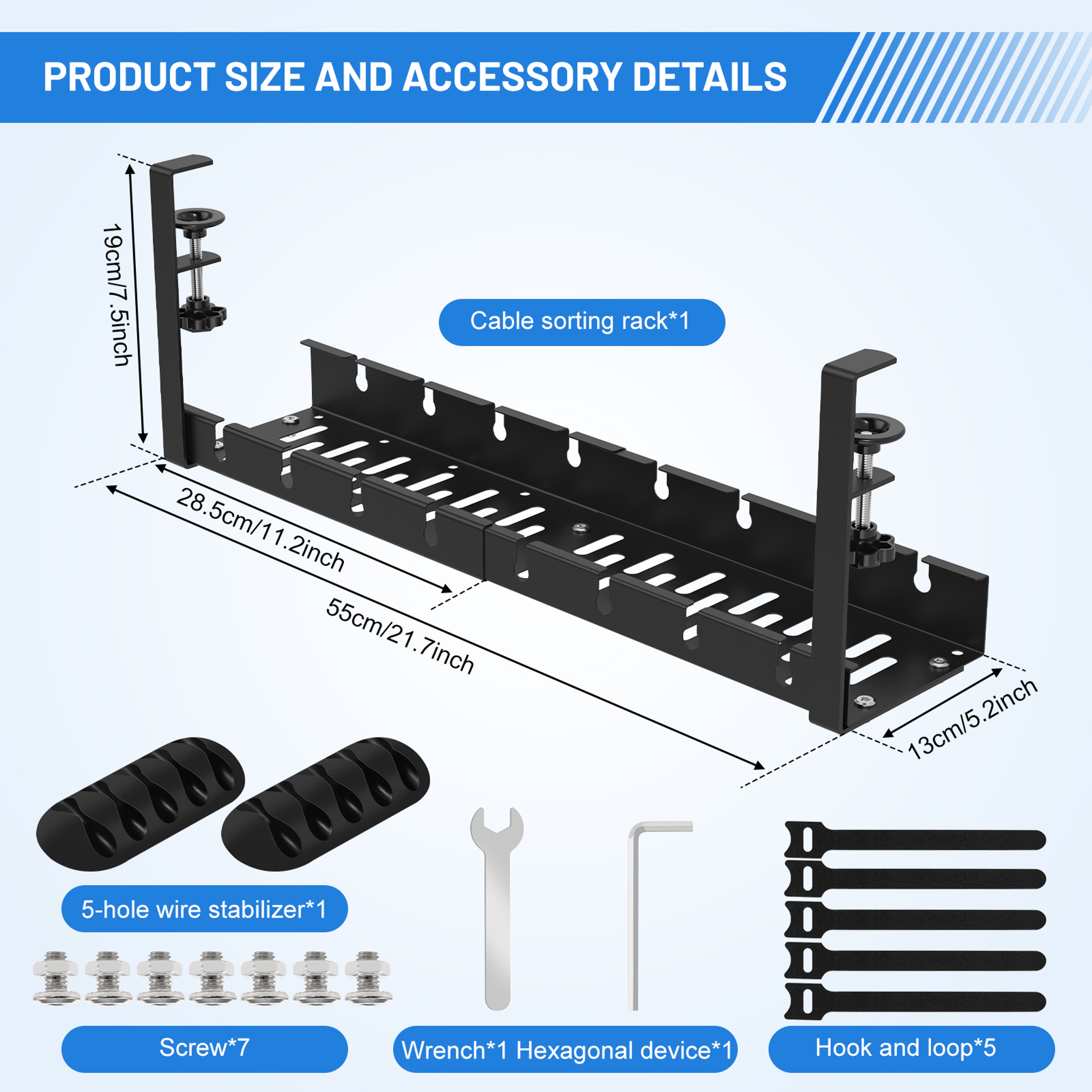 No Drilling Extendable Under Desk Cable Management Metal Tray Multipurpose Space Saving Organizer S 6