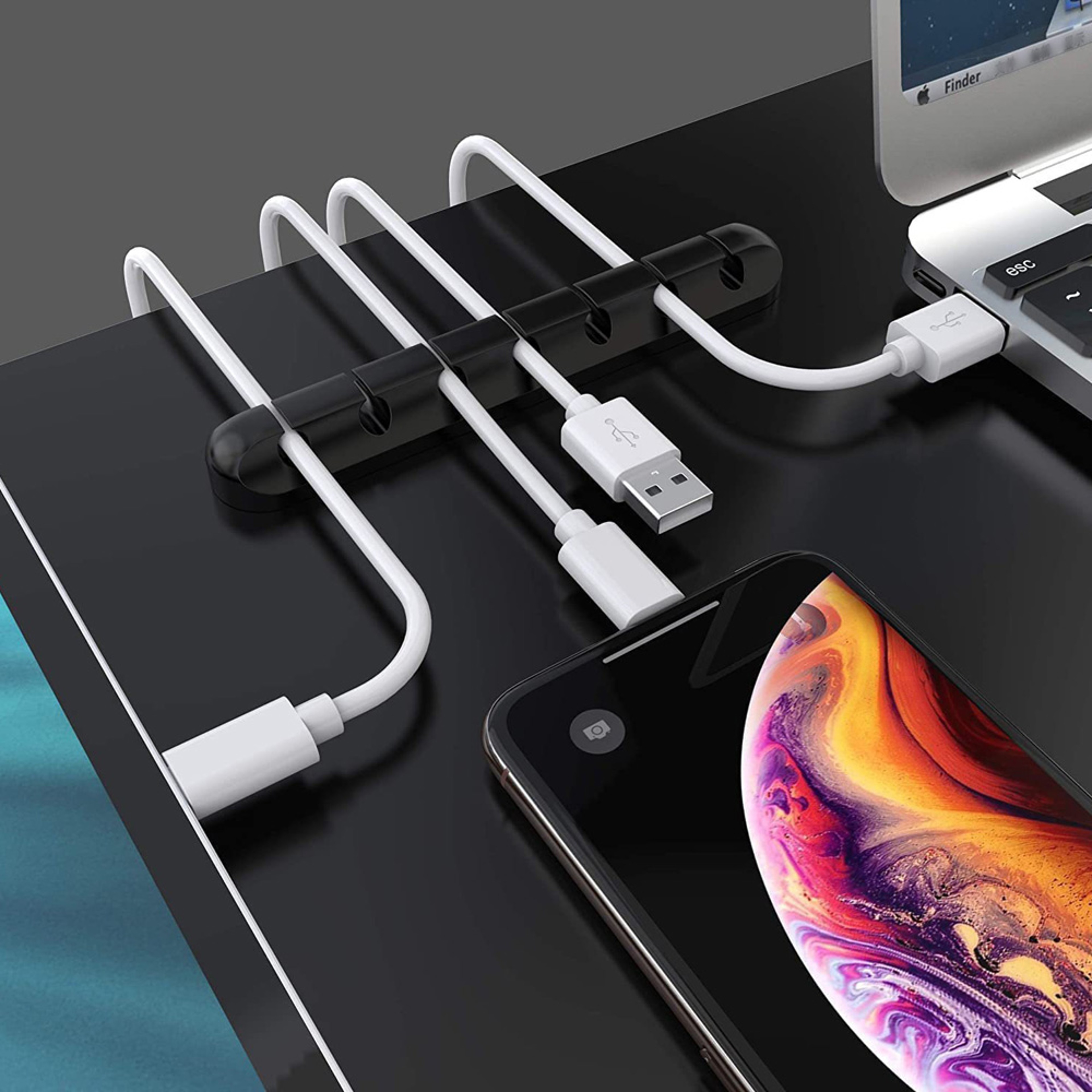 Silicone USB Cable Winder Cable Cord Organizer Self Adhesive Clips For Mouse Keyboard Headset 1