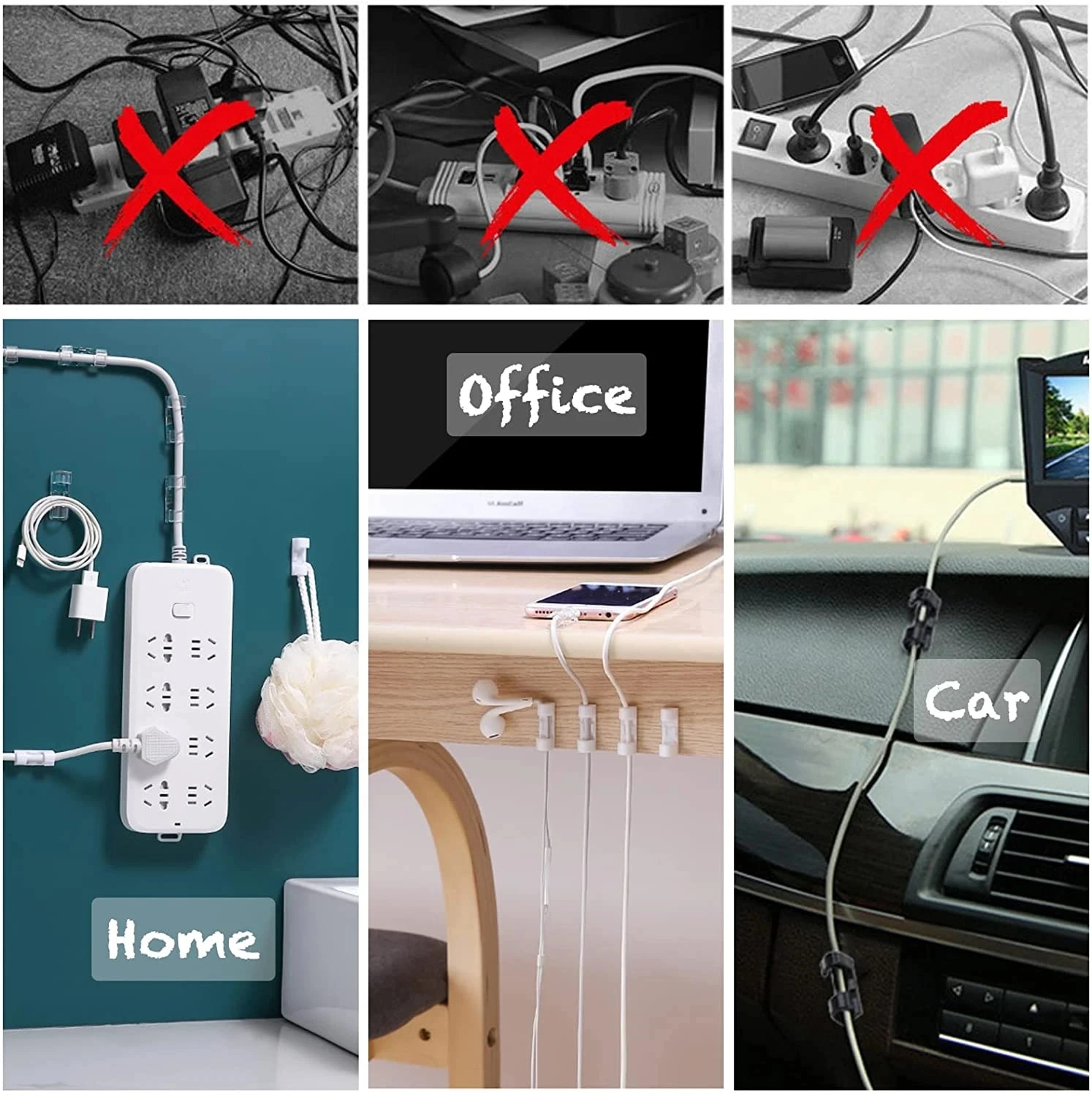 Wire Holder Cable Organizer Clips Self Adhesive Cord Management For PC Mouse USB Power Cord Desk Wa