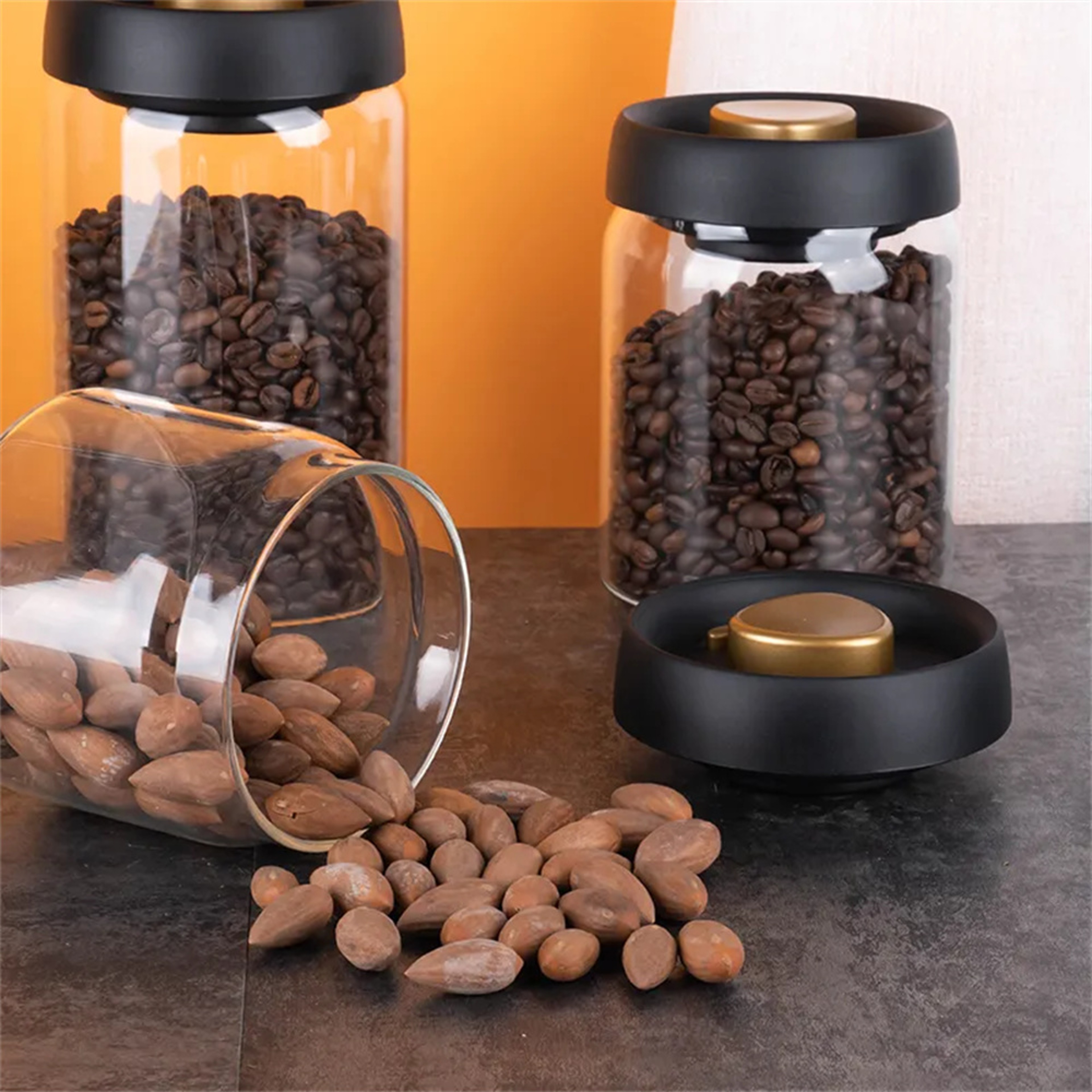Household Glass Food Storage Tank Coffee Beans Vacuum Sealed Tank Transparent Moisture Proof Tea Co 3