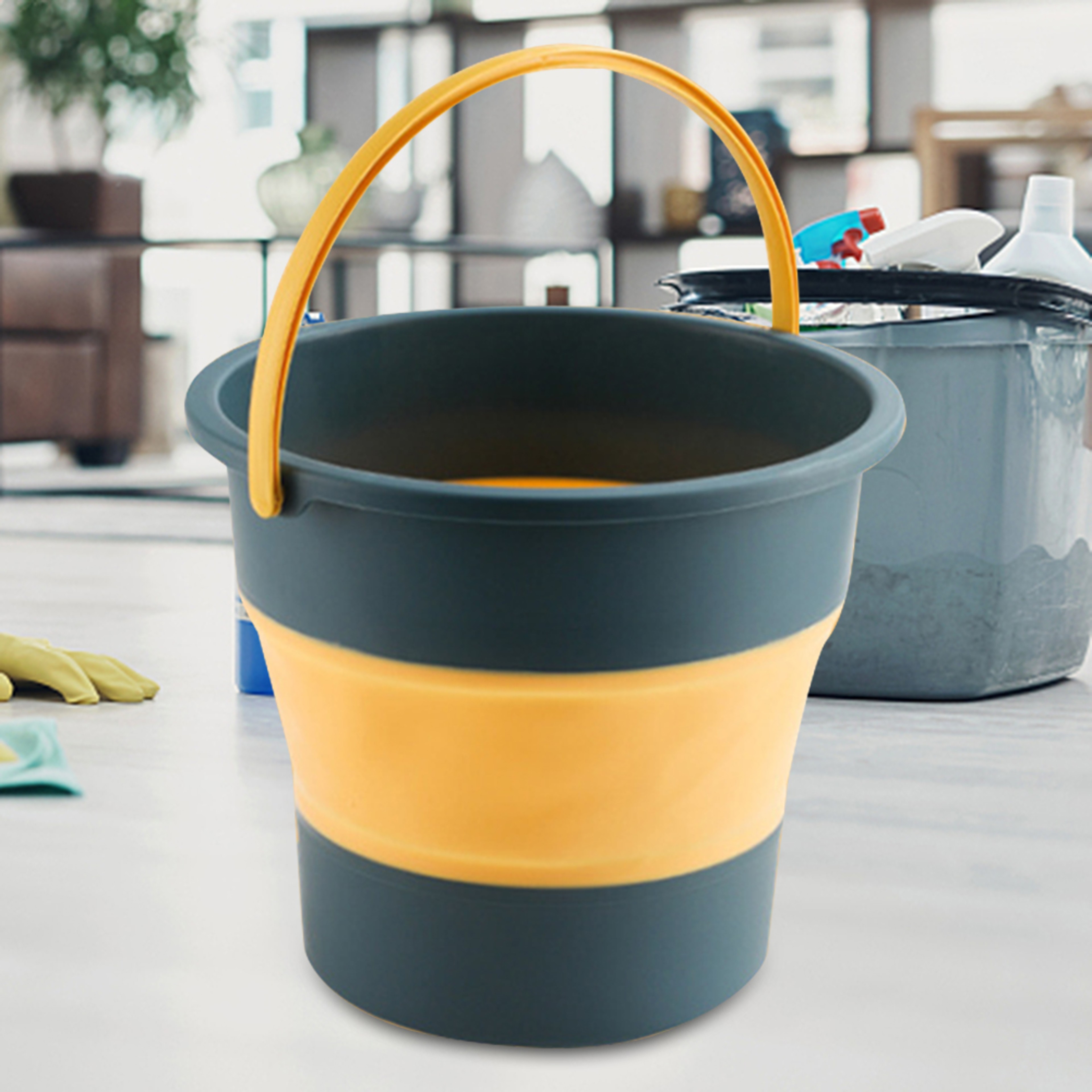 Silicone Folding Portable Bucket With Cover Car Wash Fishing Bathroom Tool For Outdoor Camping Supp 3