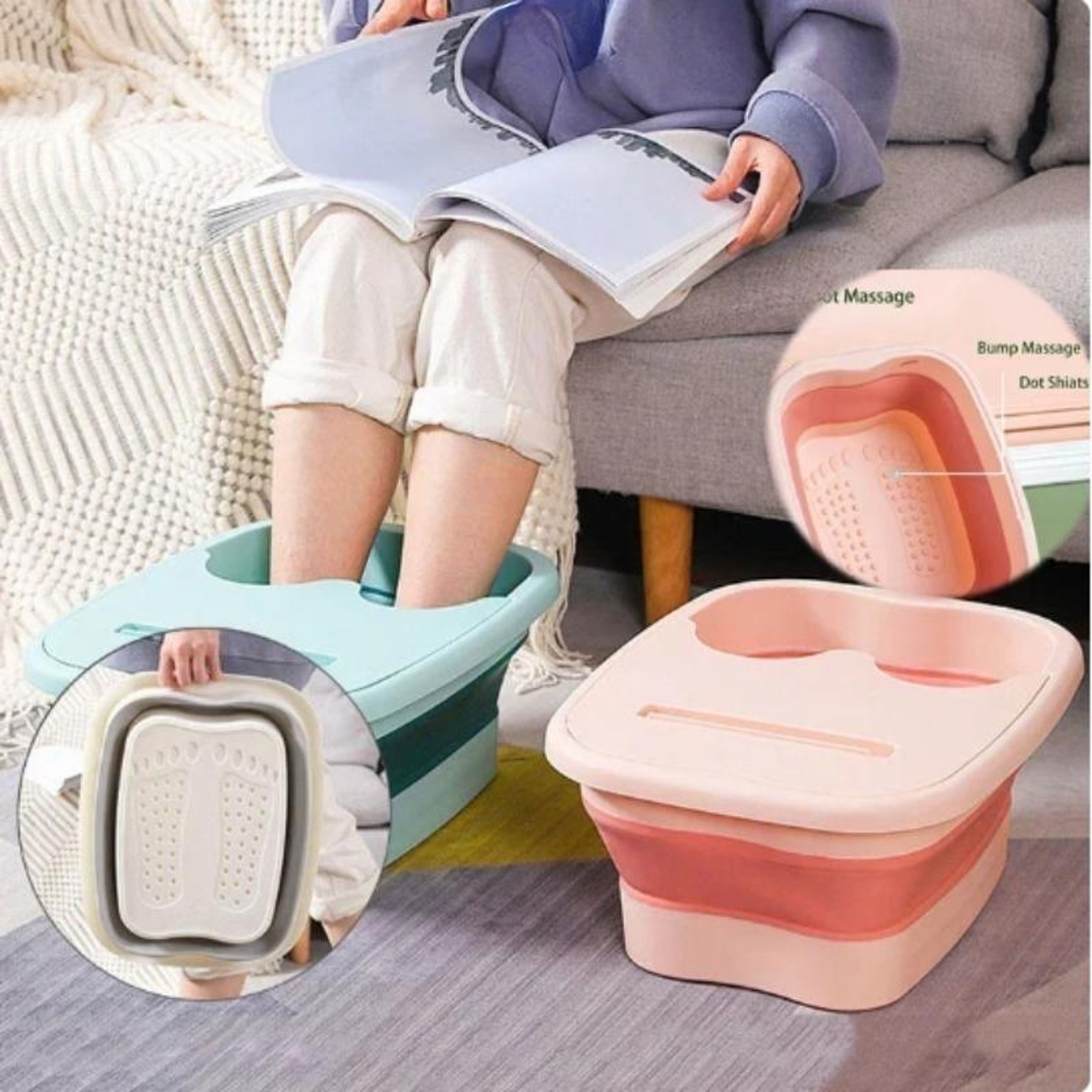 Foldable Footbath Massage Bucket Household Spa Foot Bath Bucket Folding Pedicure Soaking Basin Bath 0