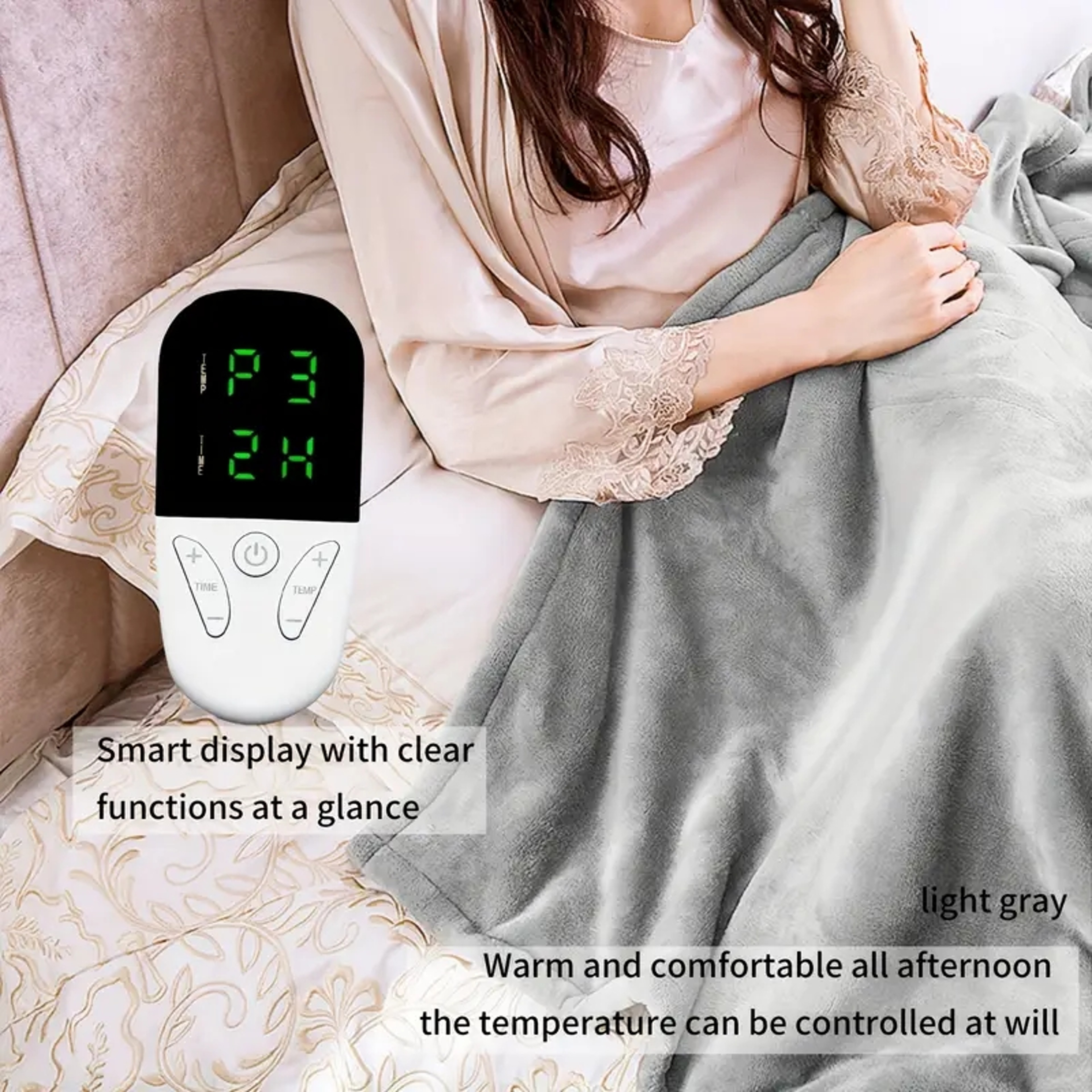 Electric Heated Blanket Soft Heated Throw Blanket Heat Settings Auto Off Blanket 2