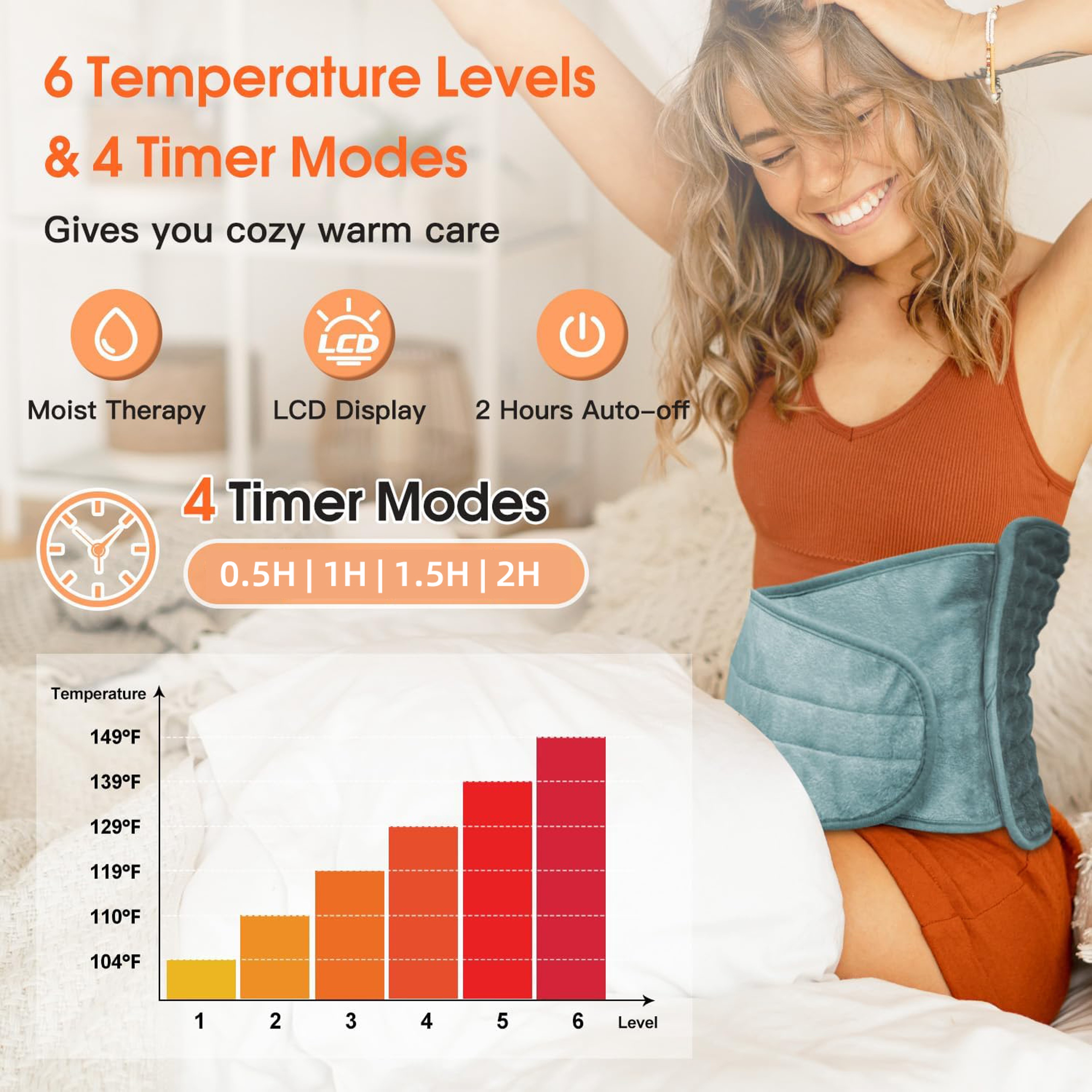 Portable Electric Heating Waist Belt, Thermal Pad for Office Home, Adjustable Lumbar Belt, Abdomen Back Hand Warmer – view 2