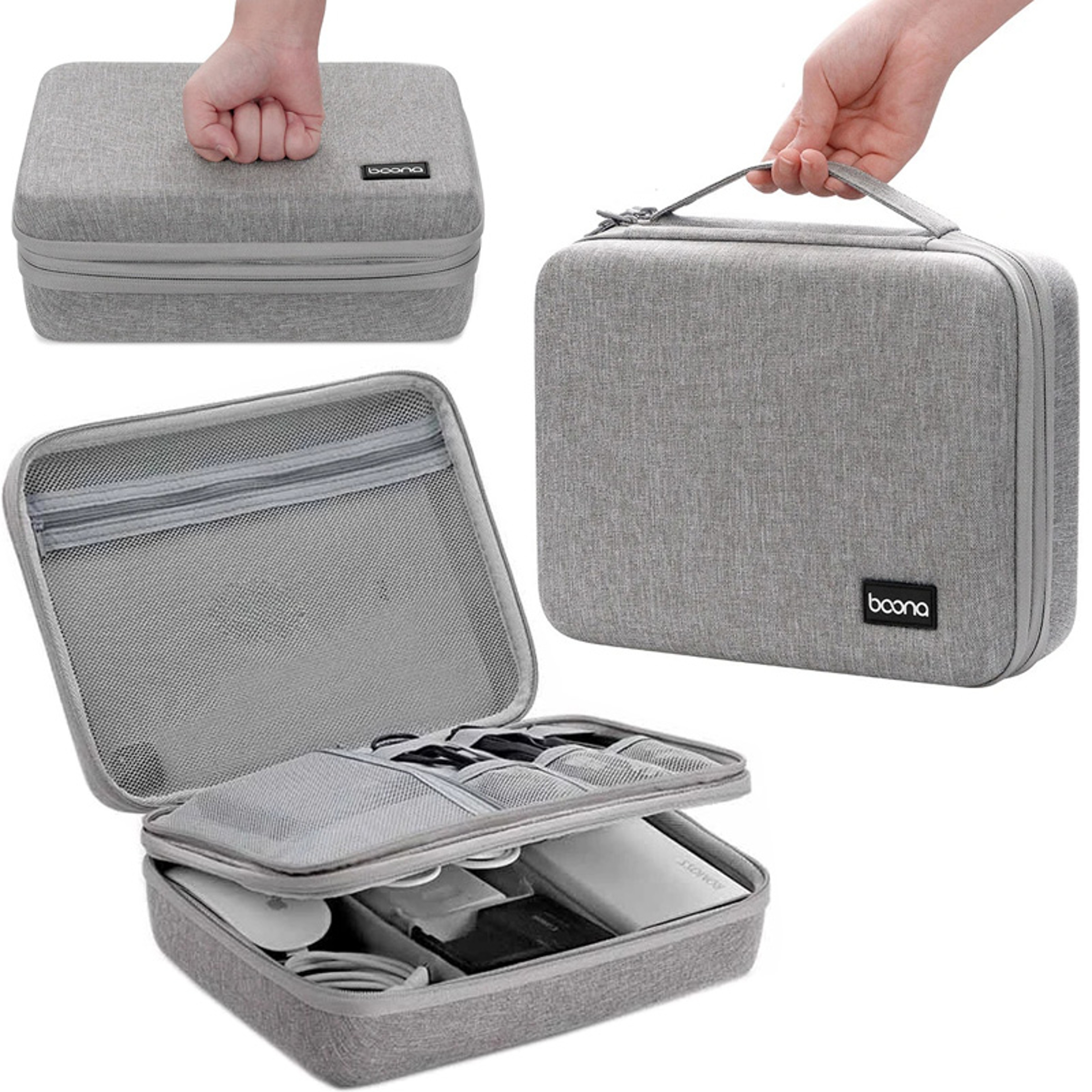 Travel Hard Case Digital Storage Bag, Large Capacity Charger Cable Power Bank Organizer – view 1
