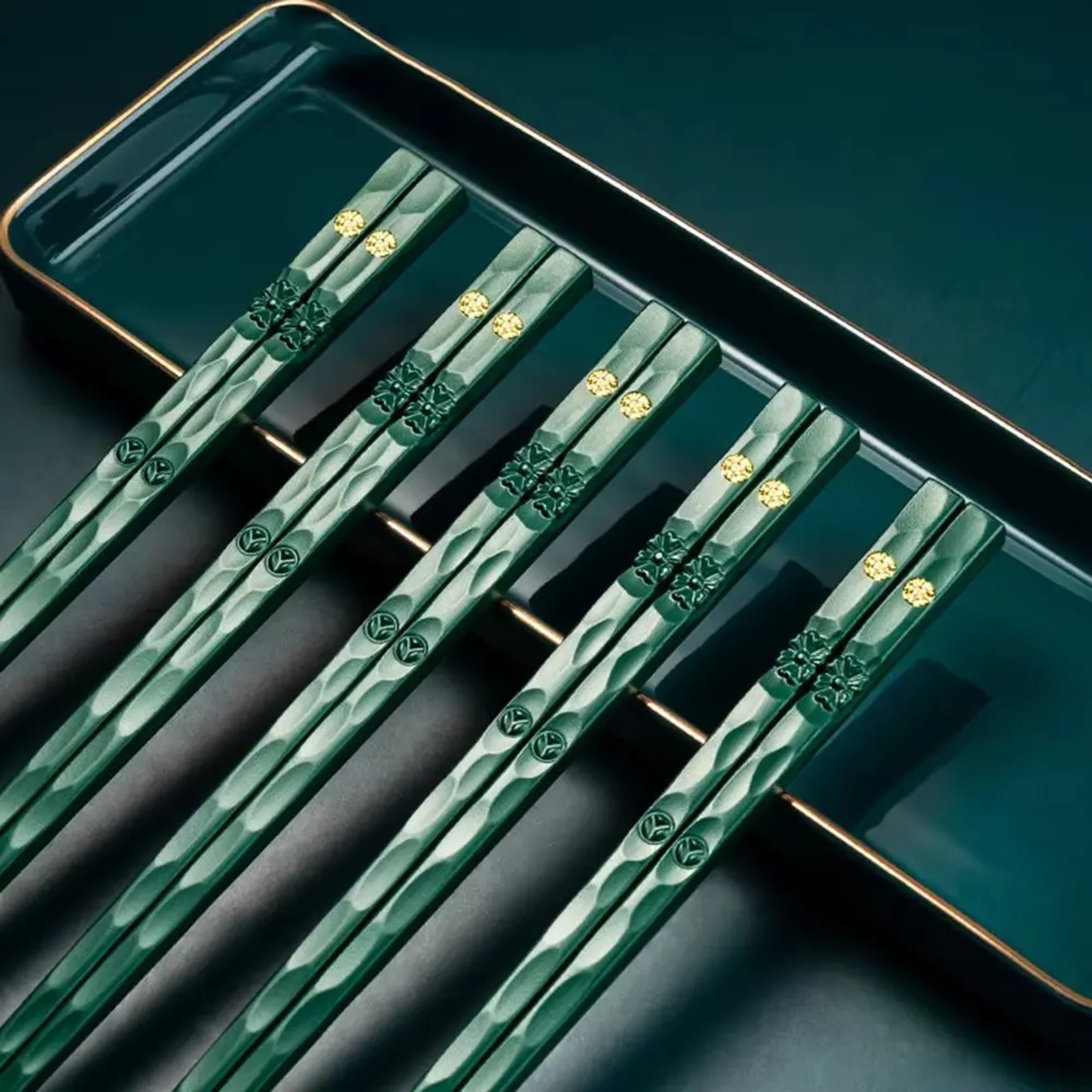 Food Grade Bamboo Shape Reusable Chinese Chopsticks Alloy Sushi Sticks Non Slip Dishwasher Safe – view 8