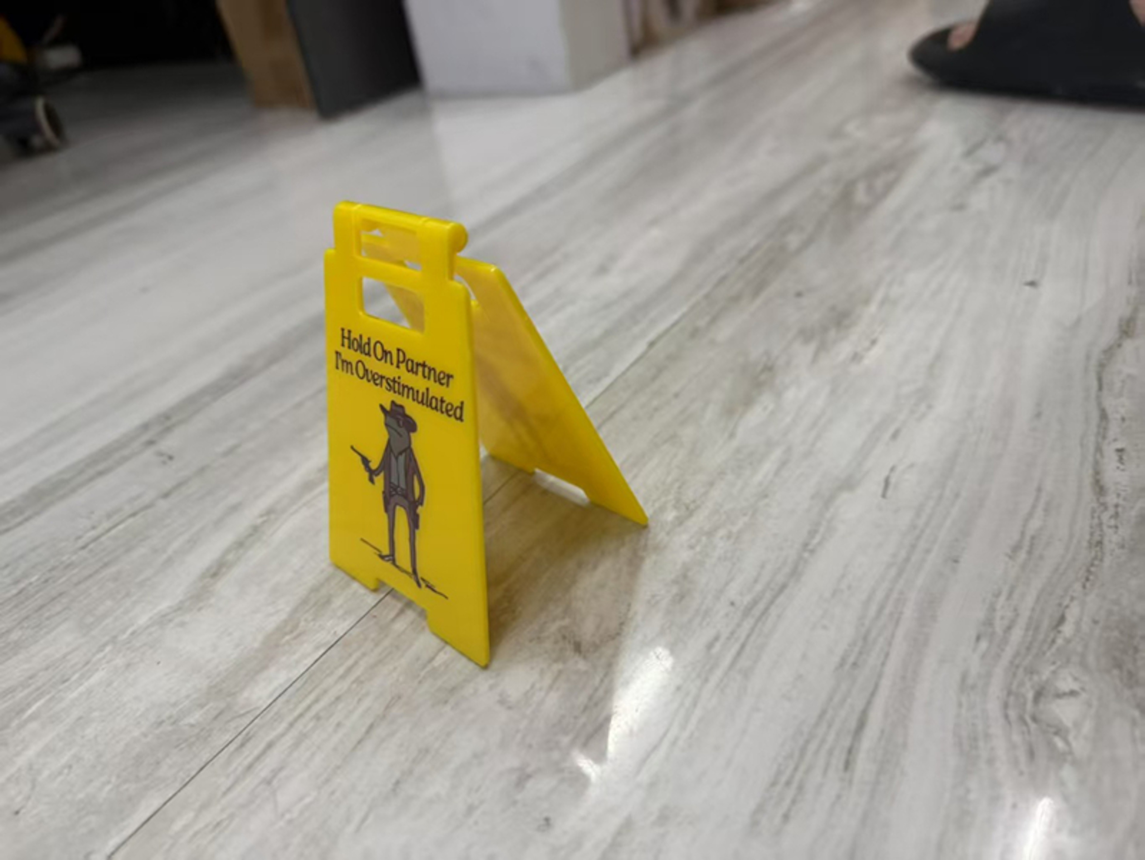 Funny Desk Sign Hold On Partner I'm Overstimulated Office Decor for Women Coworkers Desk Decoration – view 6