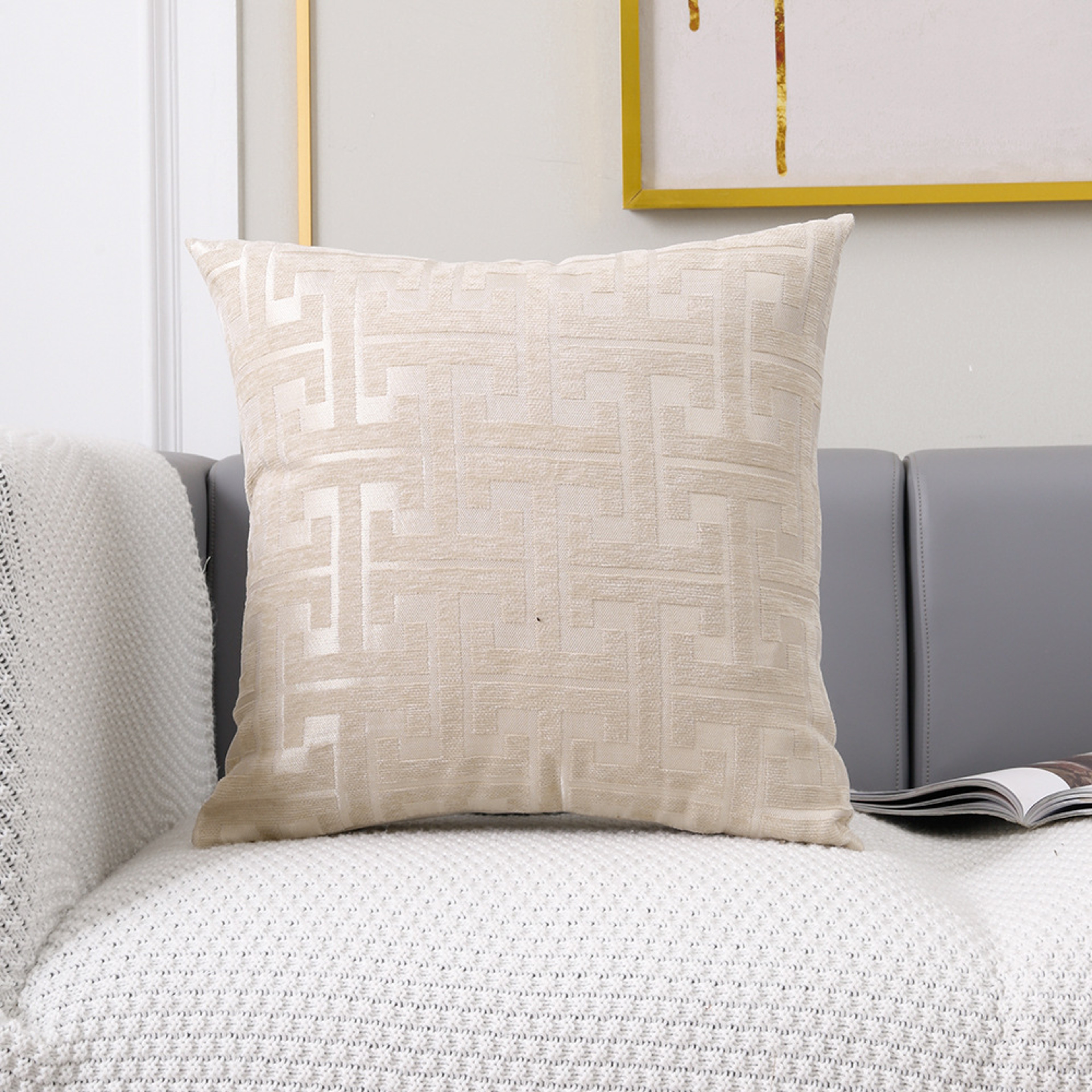 Geometric Patterned Polyester Jacquard Pillowcase Sofa Lumbar Pillow Covers For Spring Summer Autum 4
