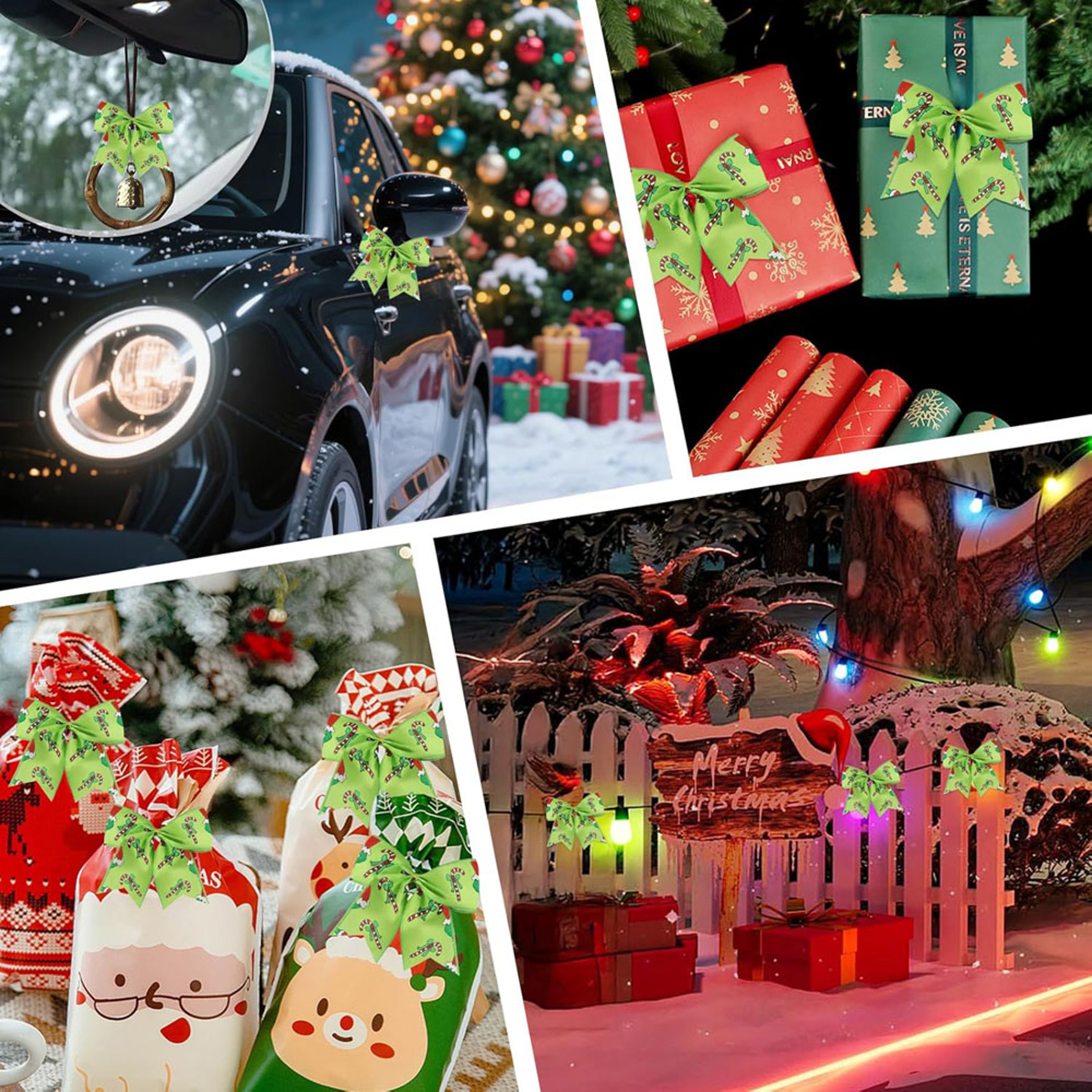 Christmas Bows For Wreaths DIY Xmas Tree Decorations Gift Wrapping Garland 3