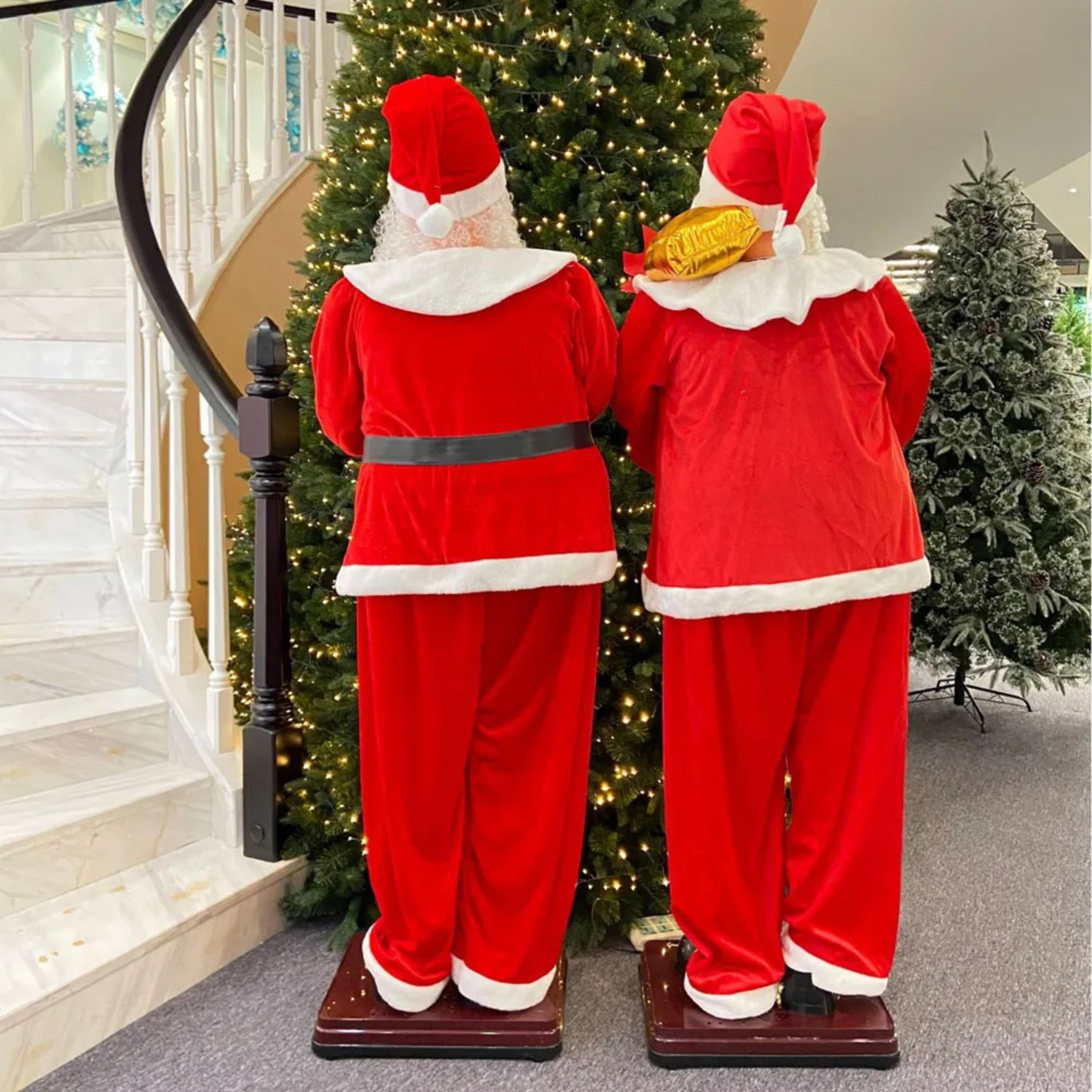 Collapsible Christmas Life Size Animated Rock Singing Santa Claus Decoration for Hotel Doorway – view 5
