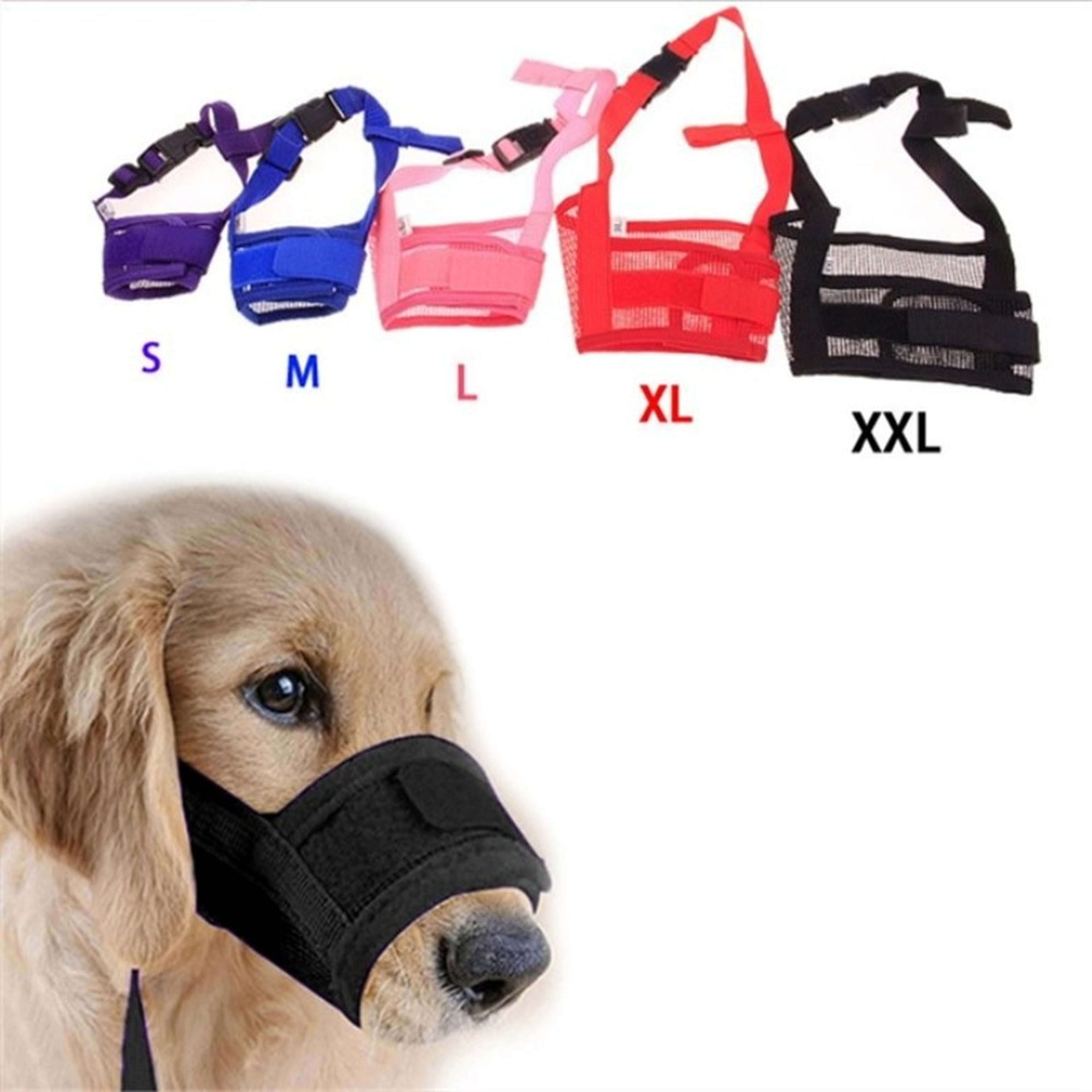 Adjustable Anti Barking Dog Muzzle Breathable Mesh Muzzles For Small And Large Dogs Nylon Straps Pe 0