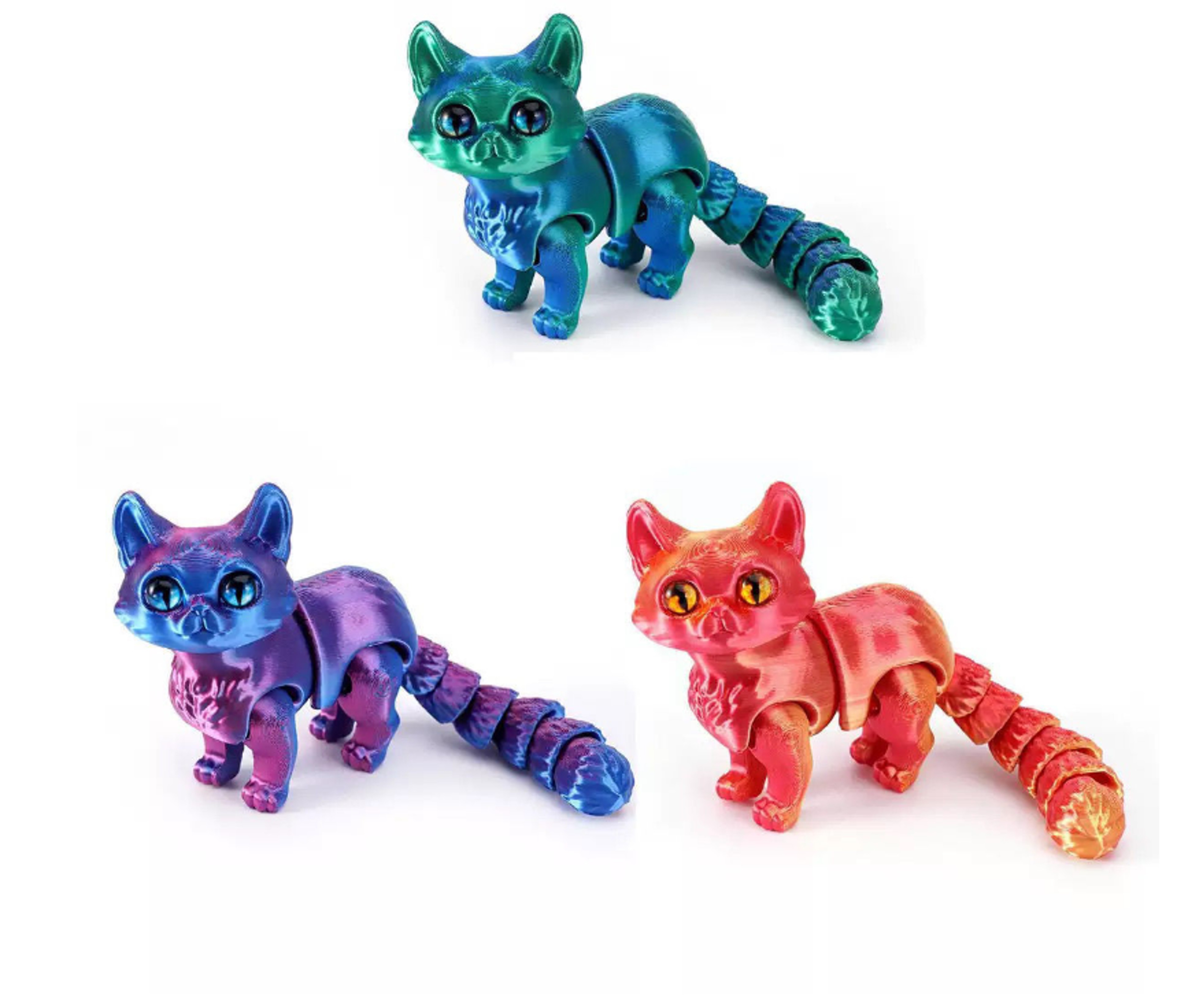 Movable Joint Gradient 3D Printed Cats Desktop Noctilucent Ornament Toy For Kids With Random Color  1