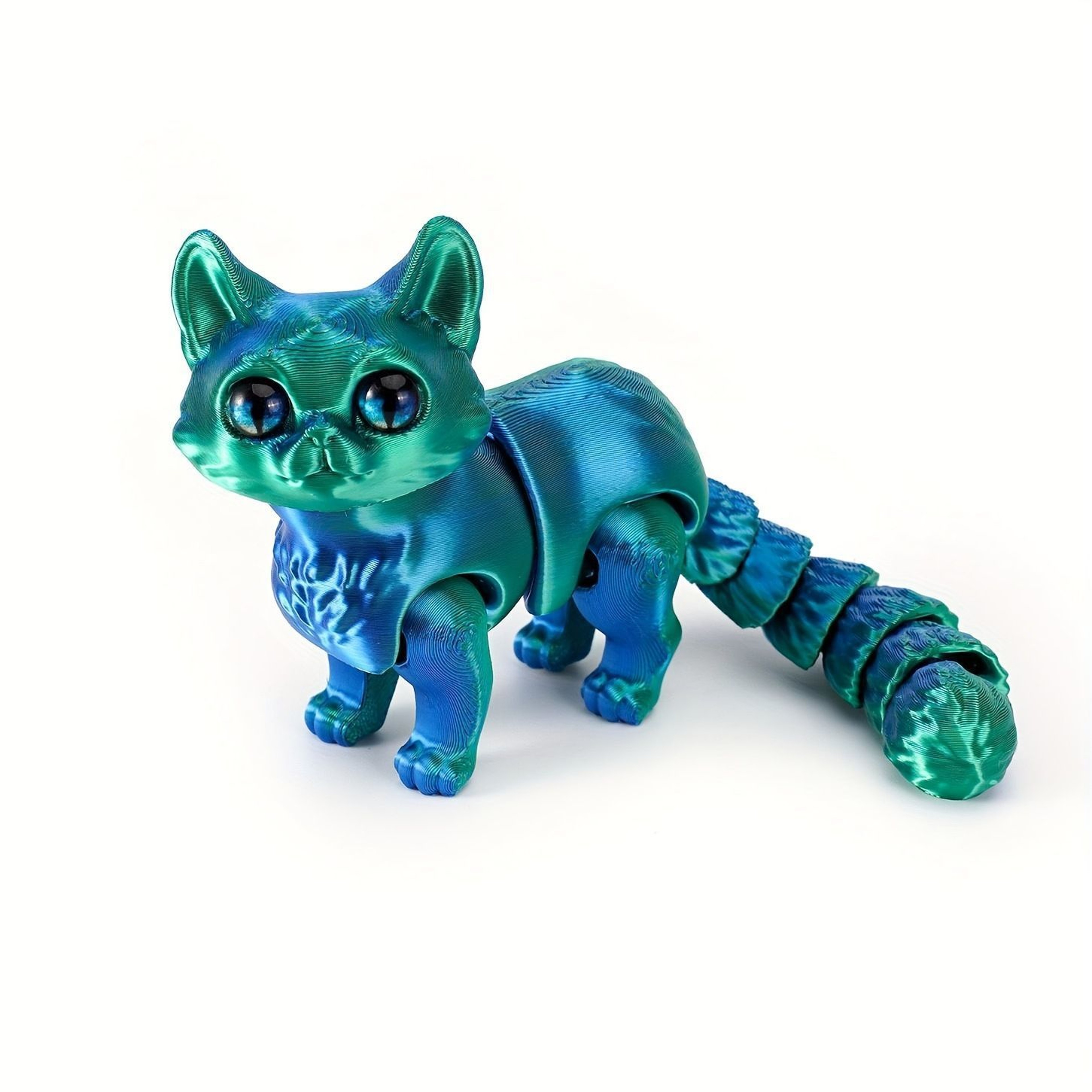 Movable Joint Gradient 3D Printed Cats Desktop Noctilucent Ornament Toy For Kids With Random Color  2