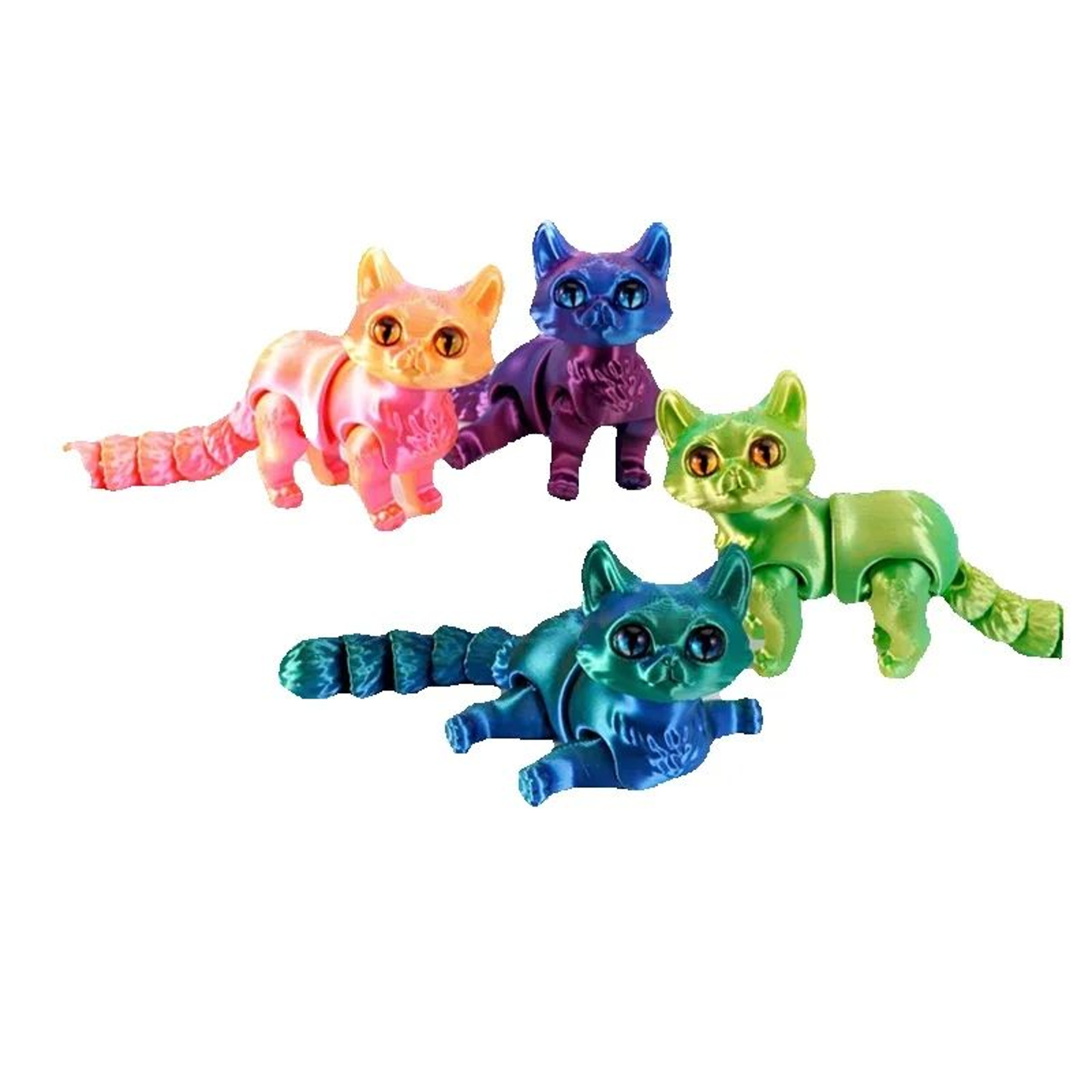 Movable Joint Gradient 3D Printed Cats Desktop Noctilucent Ornament Toy For Kids With Random Color  3