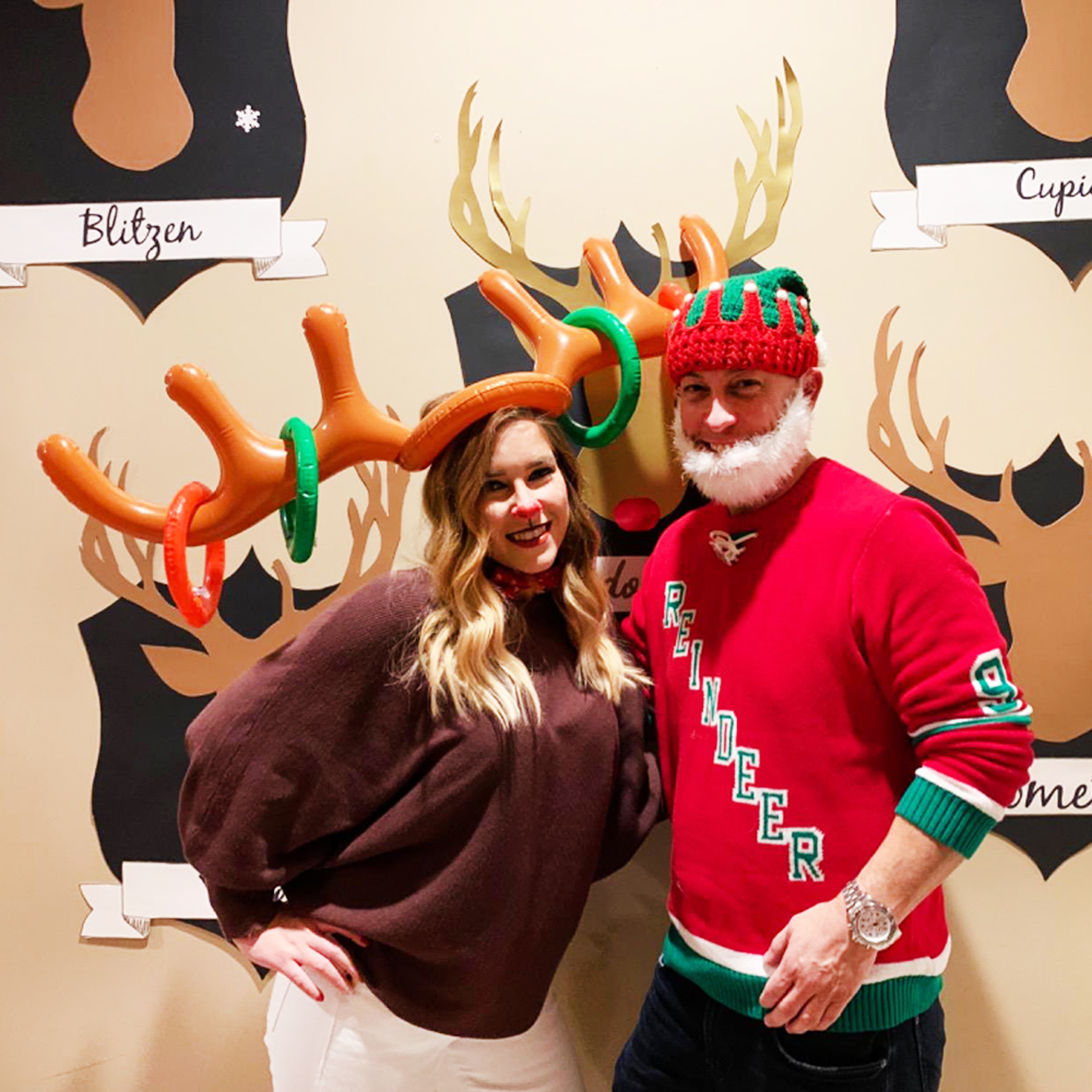 Christmas Party Decor Supplies Inflatable Reindeer Antler Ring Toss Game Antler Shape Balloon Toys  2