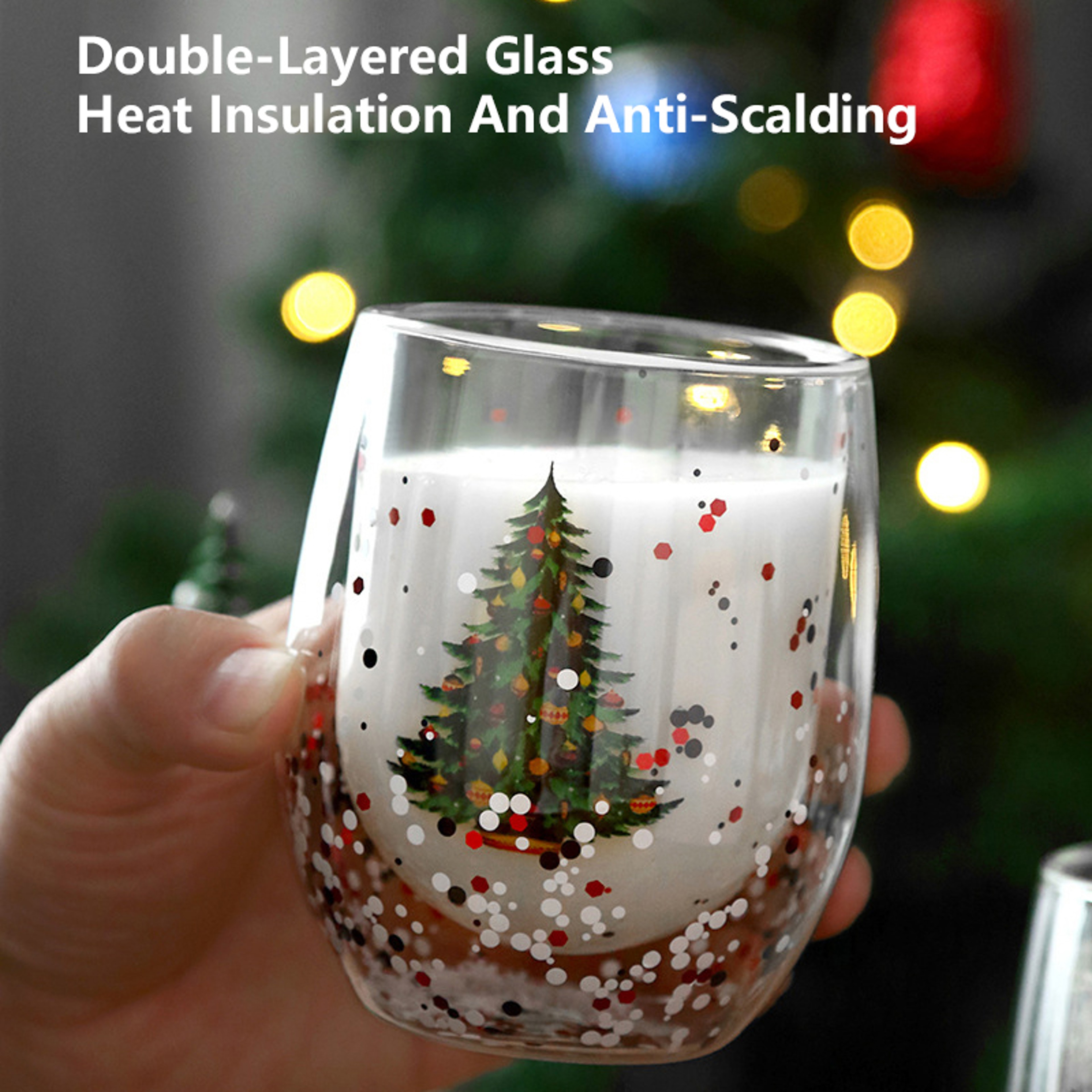 Beautiful Double-Wall Christmas-Themed Glass Mug Heat-Resistant Cup for Coffee Water Ideal Bar Drinkware Christmas Gift – view 3