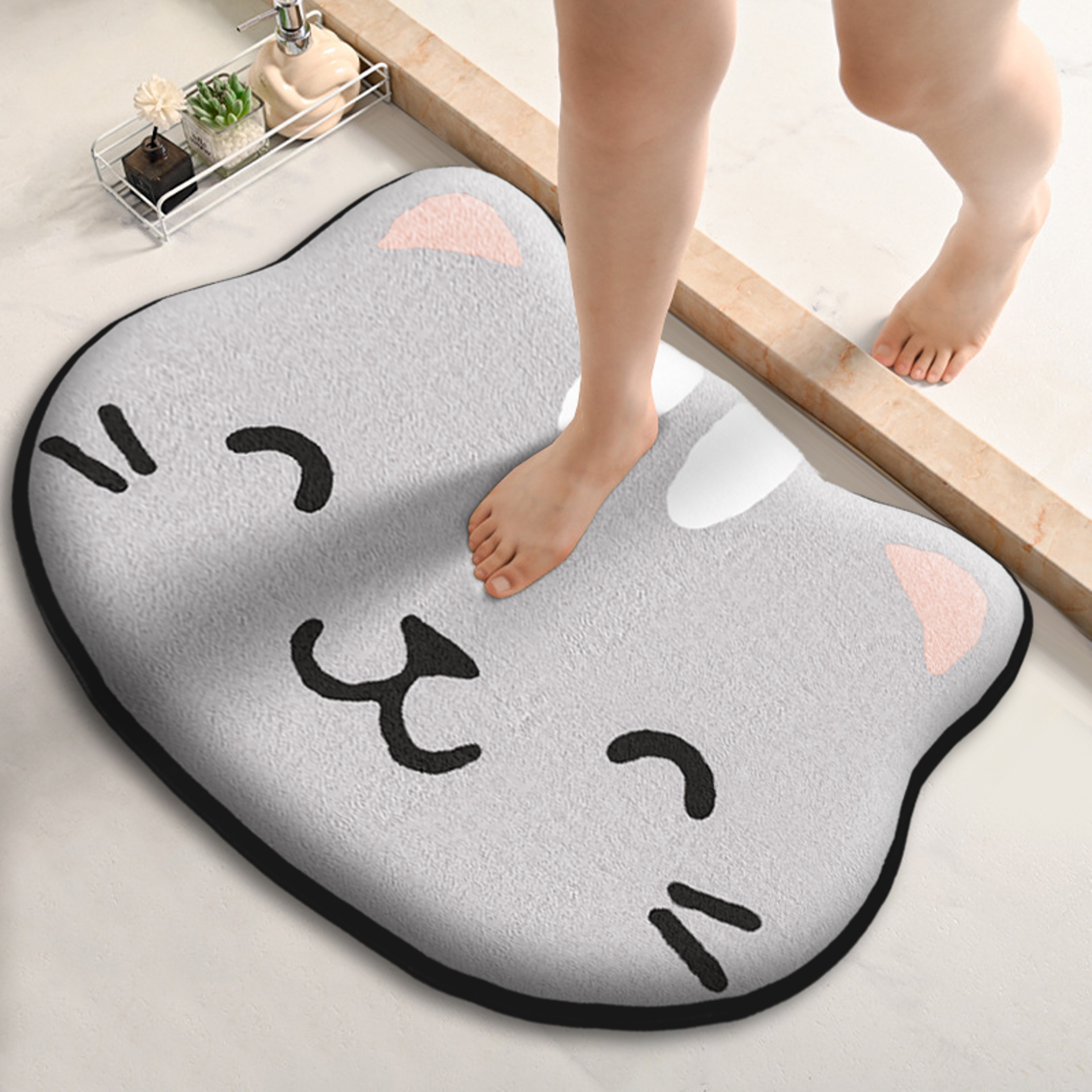 Antislip Cartoon Shaped Foot Mat For Bathroom Absorbent Shower Room Floor Flannel Printed Entrance  6