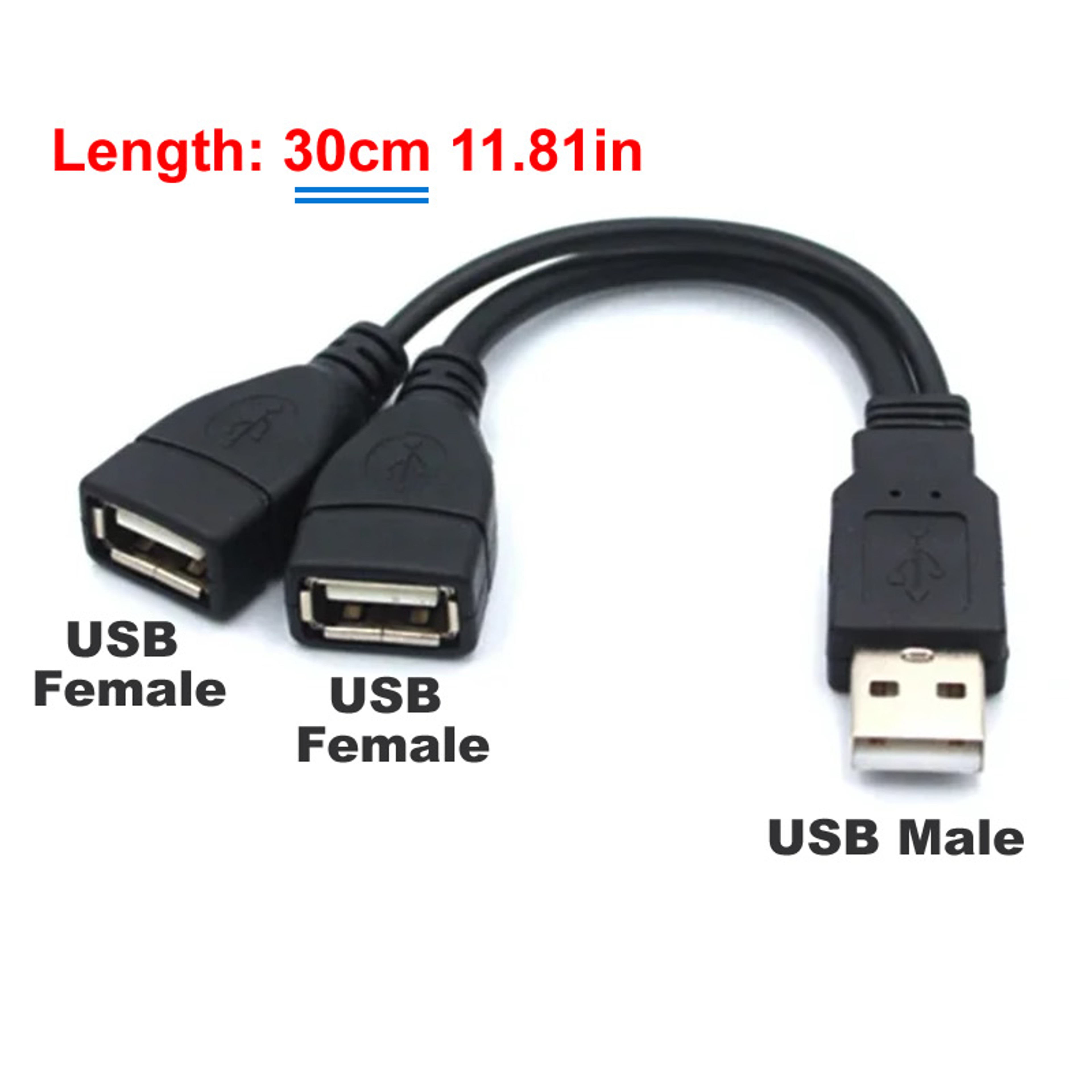 USB Y Cable Power Adapter Male To Female Splitter For PC And Car Data Transmission Charging 7