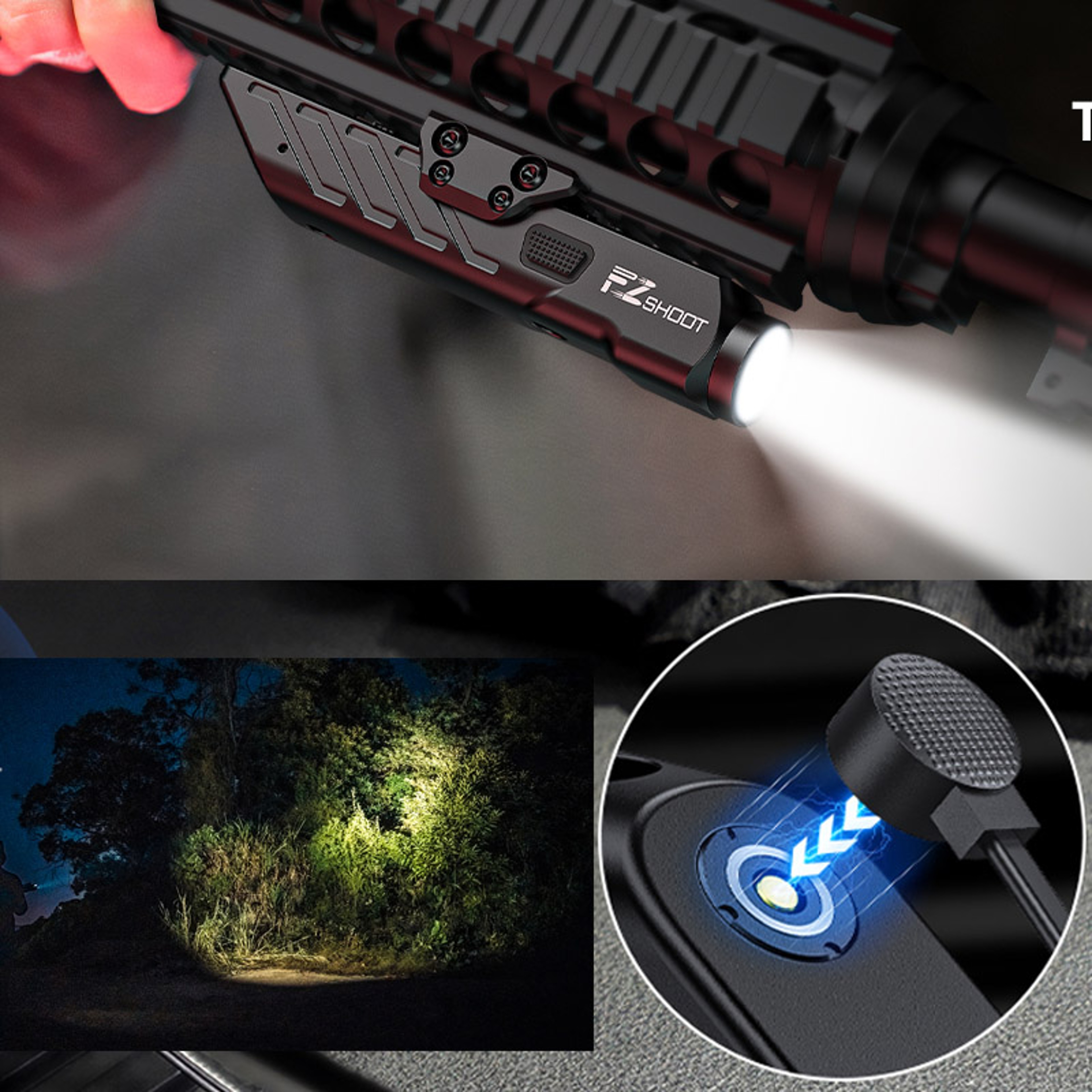 Magnetic Rechargeable Lumens Tactical Flashlight Rifle Strobe LED Light M-Rail Picatinny Hunting Accessories – view 1