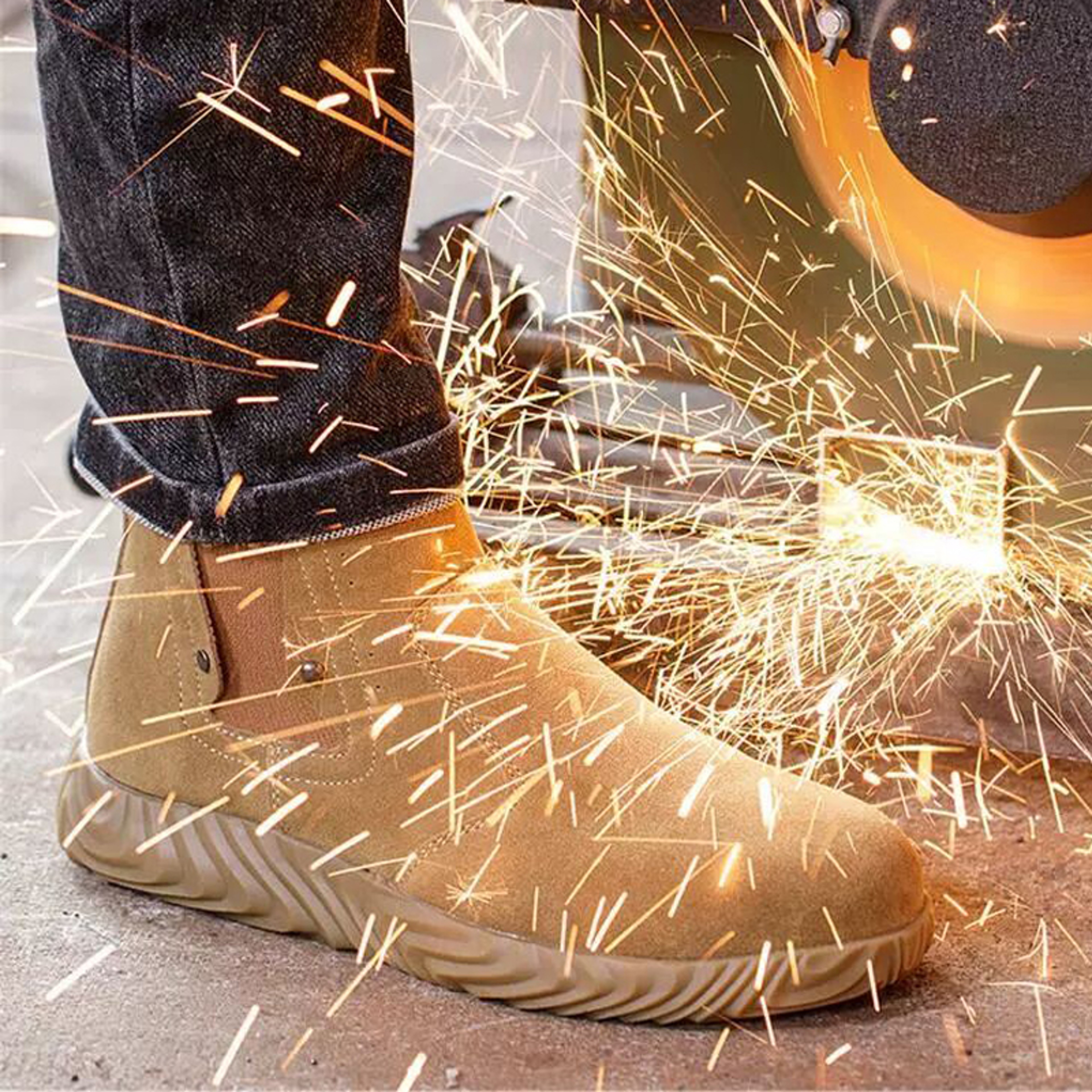 Quality Anti Scalding Welding Boots PunctureProof Men Work Shoes Indestructible Cowhide Protective  2