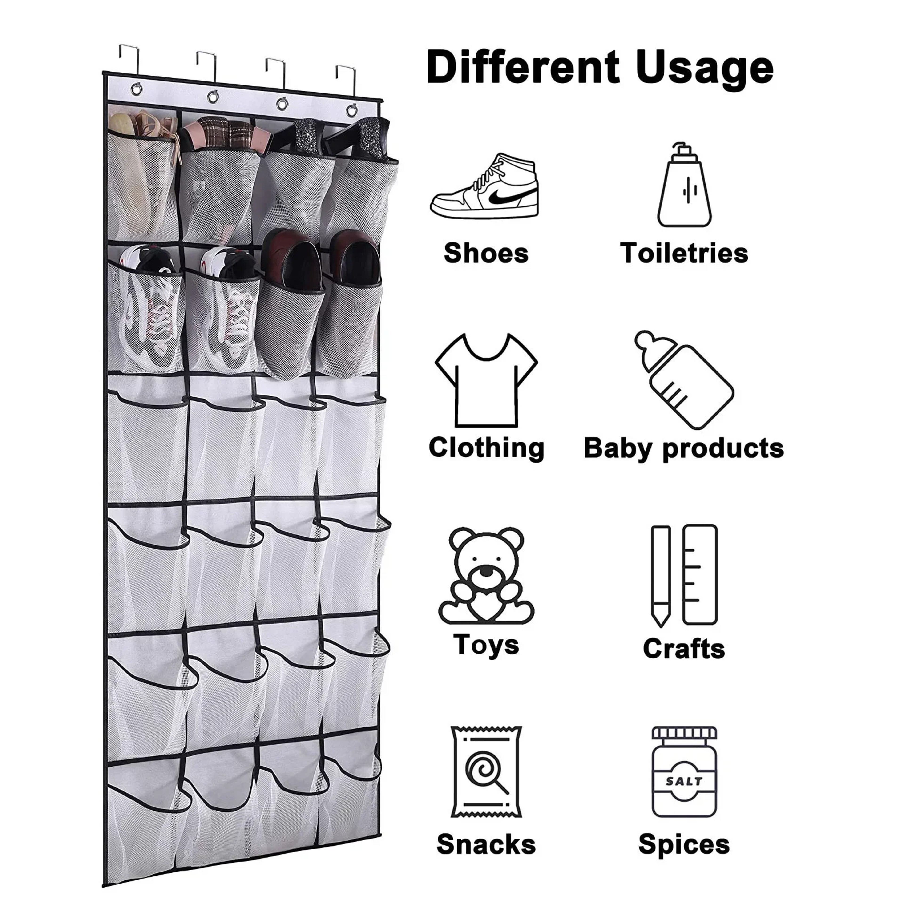 Hanging Shoe Rack With Large Mesh Pockets Over The Door Shoe Organizer For Closet Holder 5