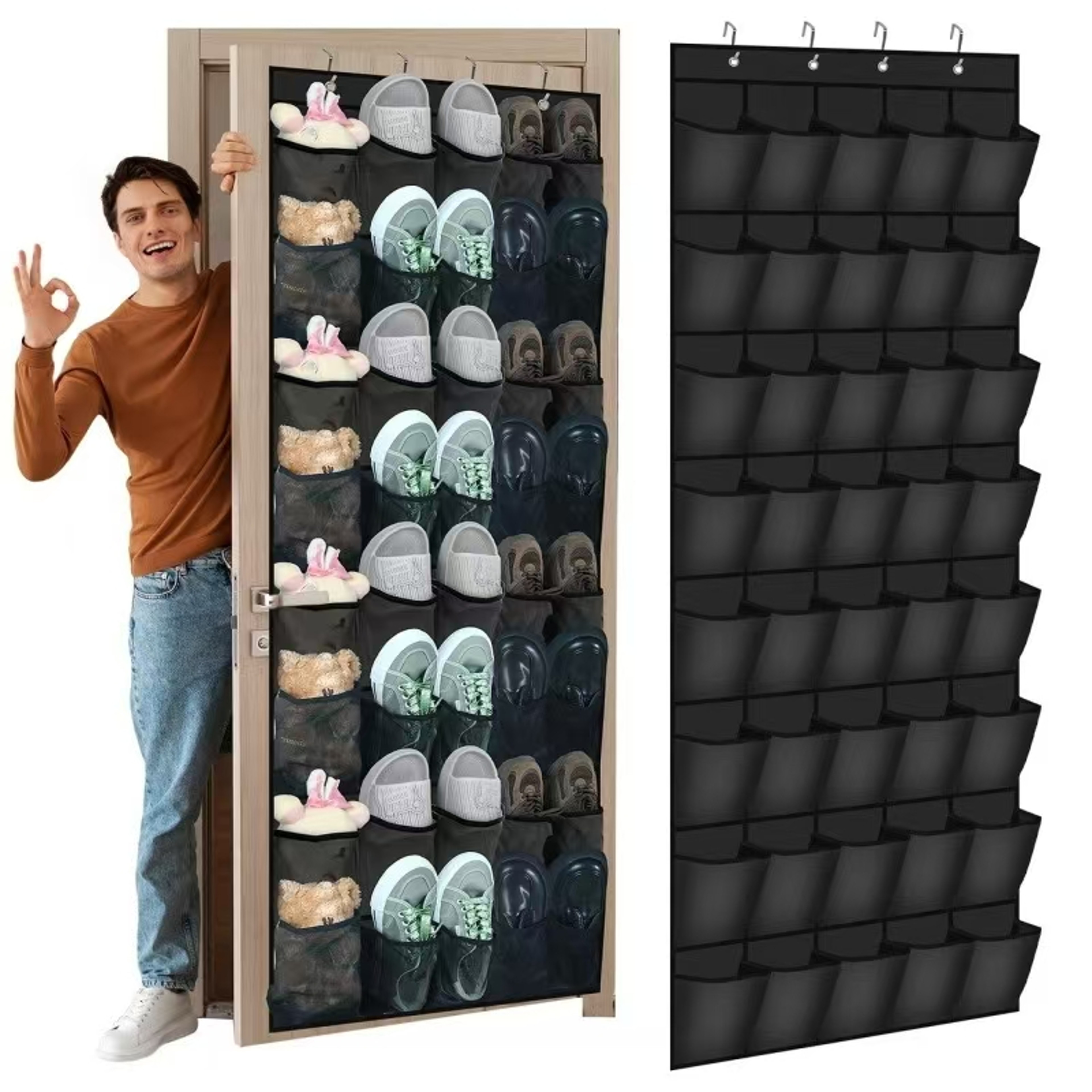 Hanging Shoe Rack With Large Mesh Pockets Over The Door Shoe Organizer For Closet Holder 8