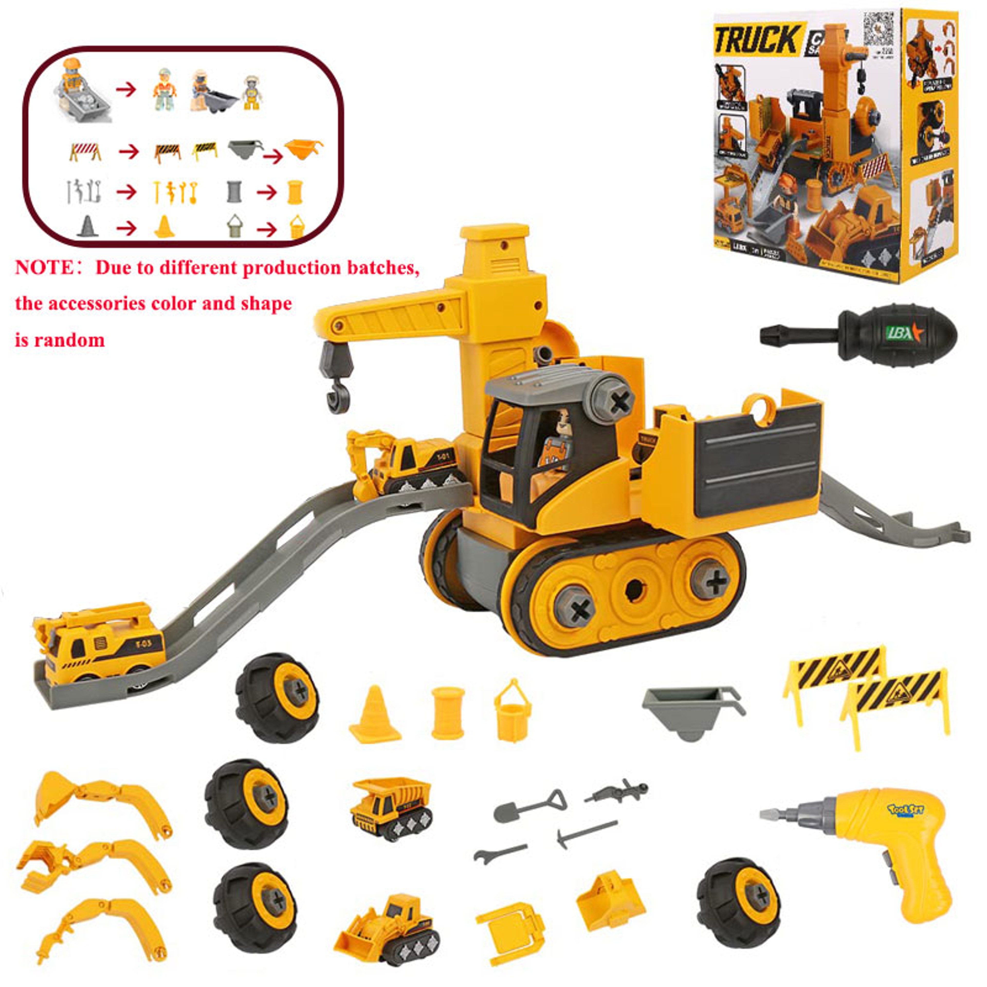 Educational Assembled Sets For Boys Kids Engineering Vehicle Electric Drill Tool Toys Nut Building  5