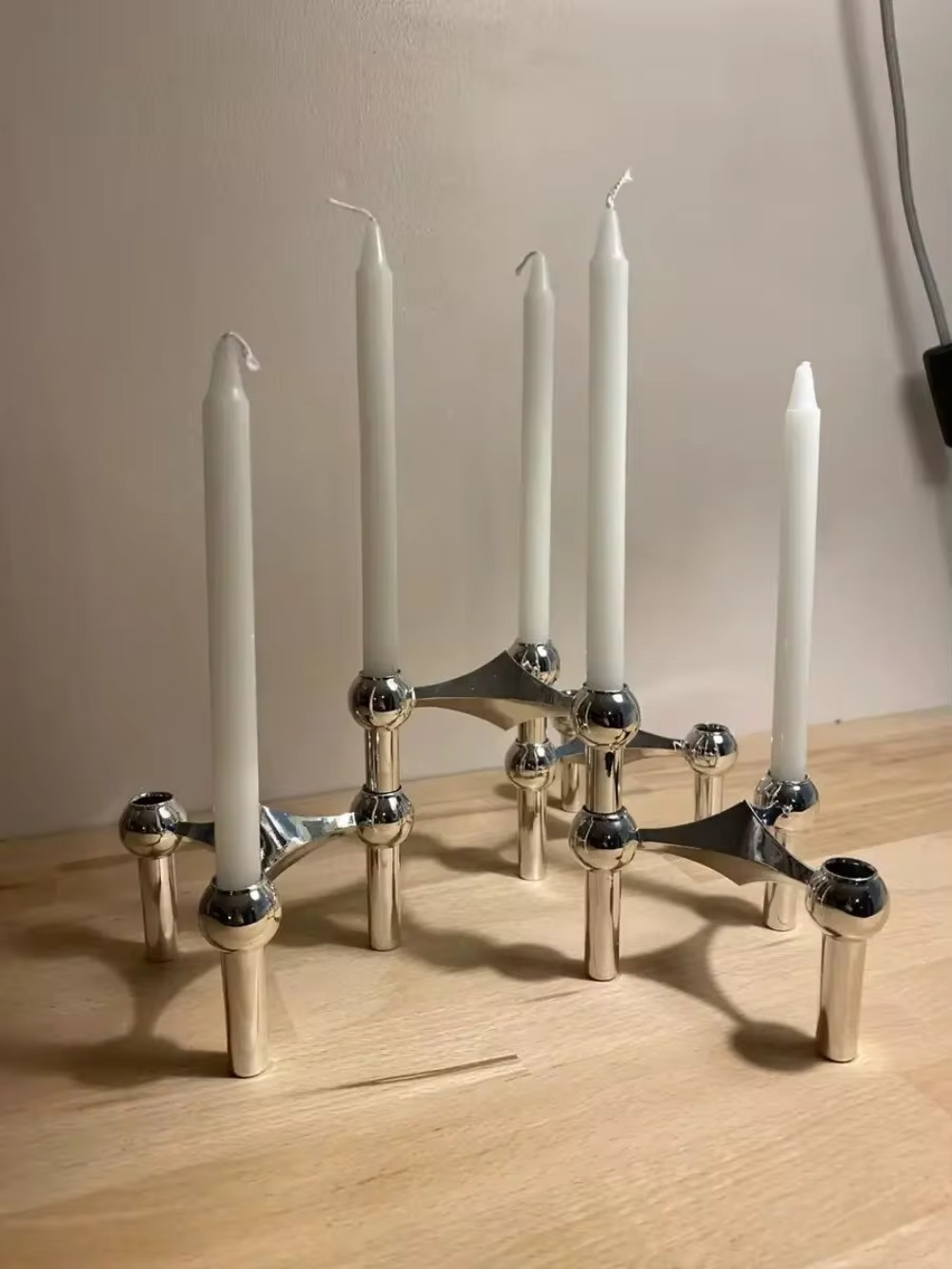 Nordic Silver Metal Molecular Structure Candle Holder Living Room Candelabra Home Decoration Gift E 0