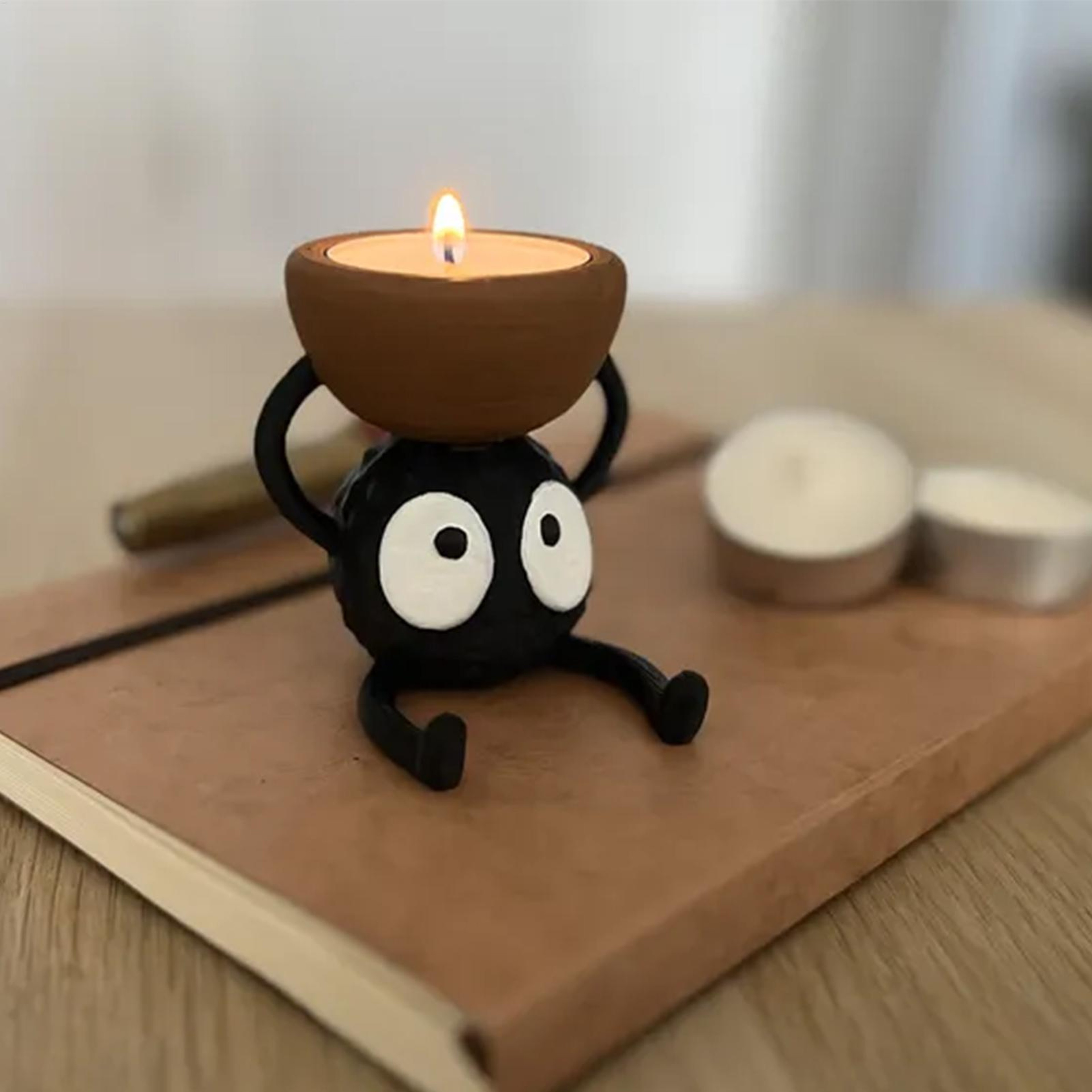 3D Printed Candlestick Stand Cute Tea Light Candle Holder Small Candle Holder Briquette Design For  3