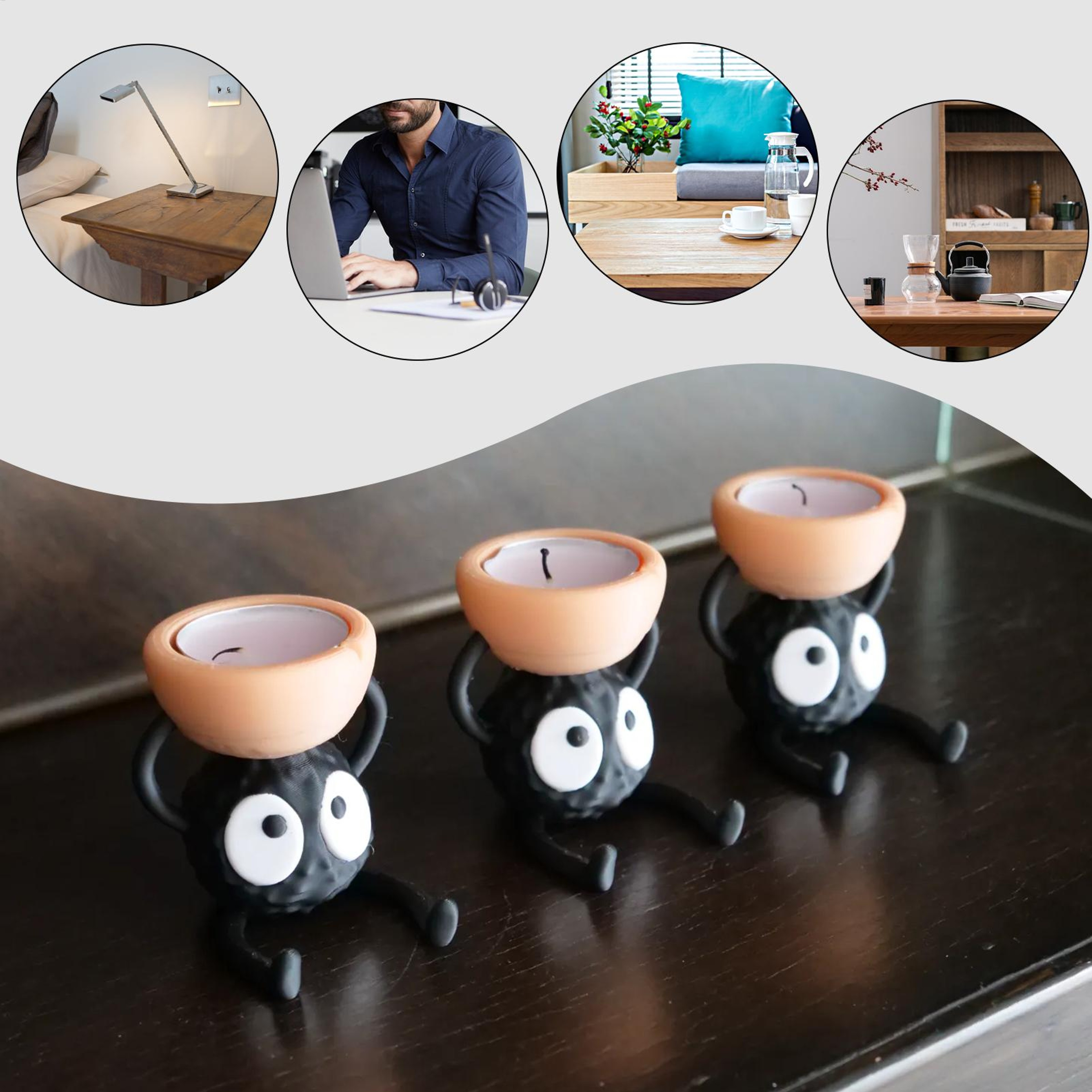 3D Printed Candlestick Stand Cute Tea Light Candle Holder Small Candle Holder Briquette Design For  4
