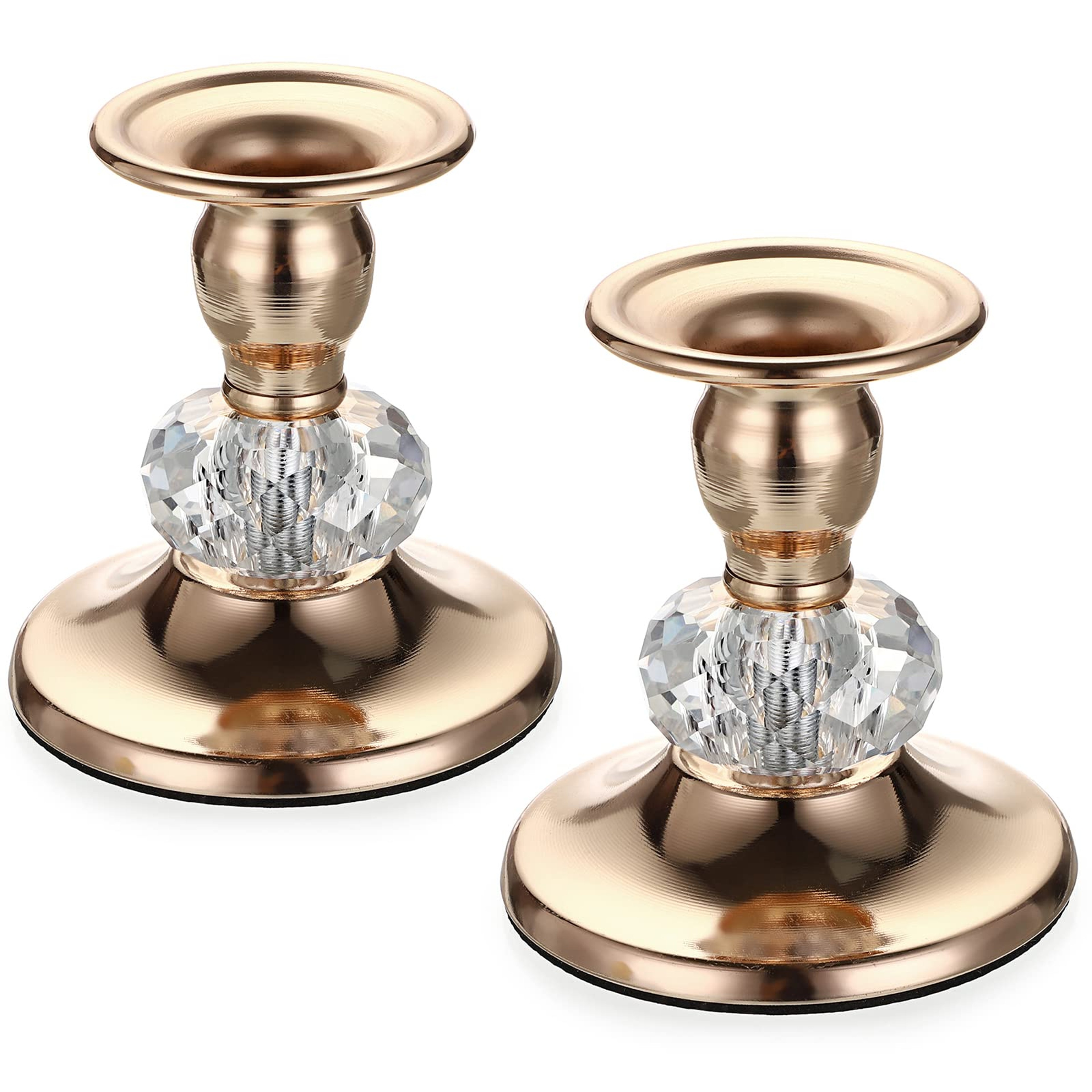 Vintage Brass Taper Candle Holders Gold Metal Taper Candlestick Holders Elegant Metal Crystal Candl 5